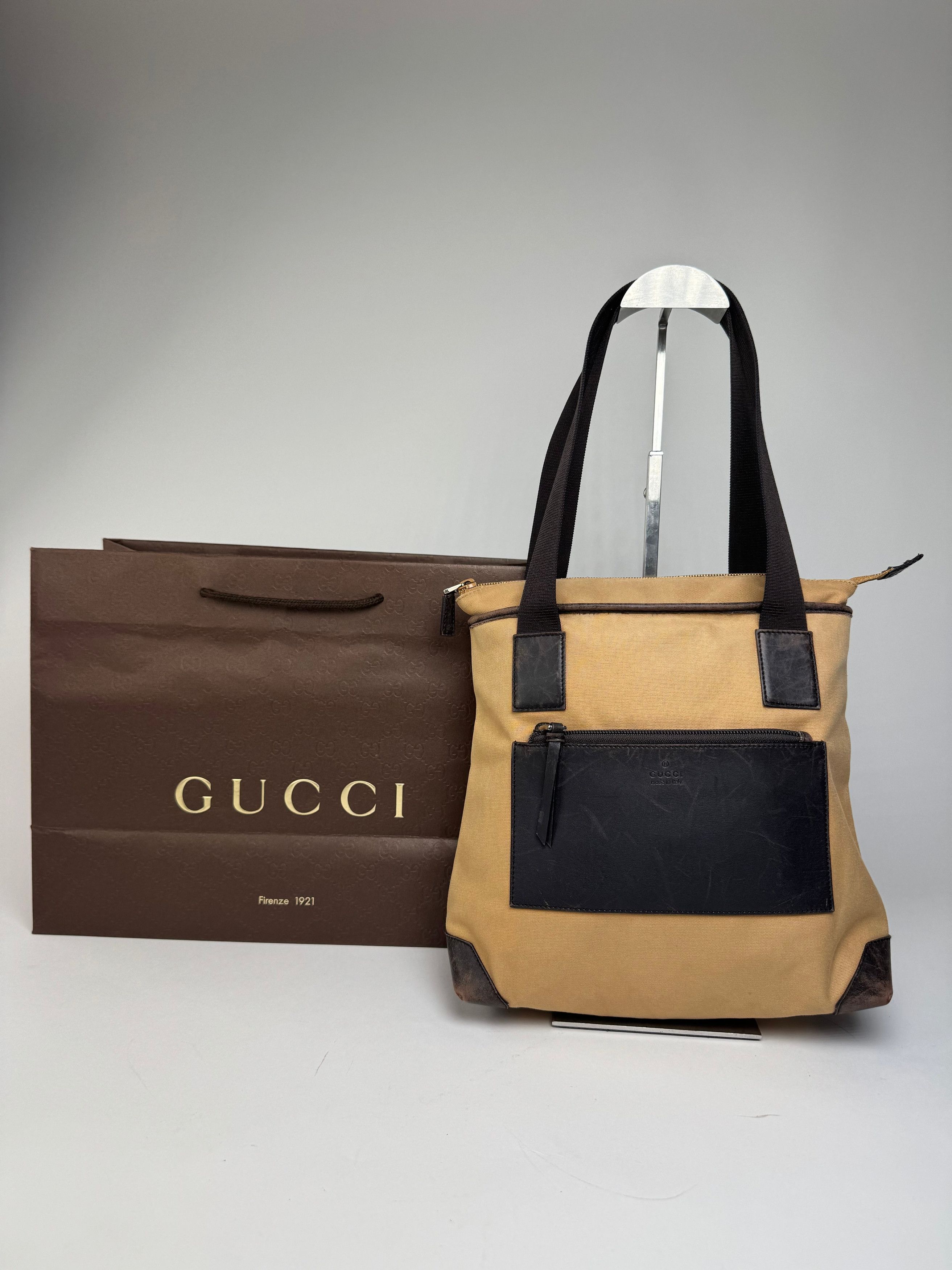 Gucci Vintage Canvas/Leather Handbag Camel Brown Size ONE SIZE - 5 Thumbnail