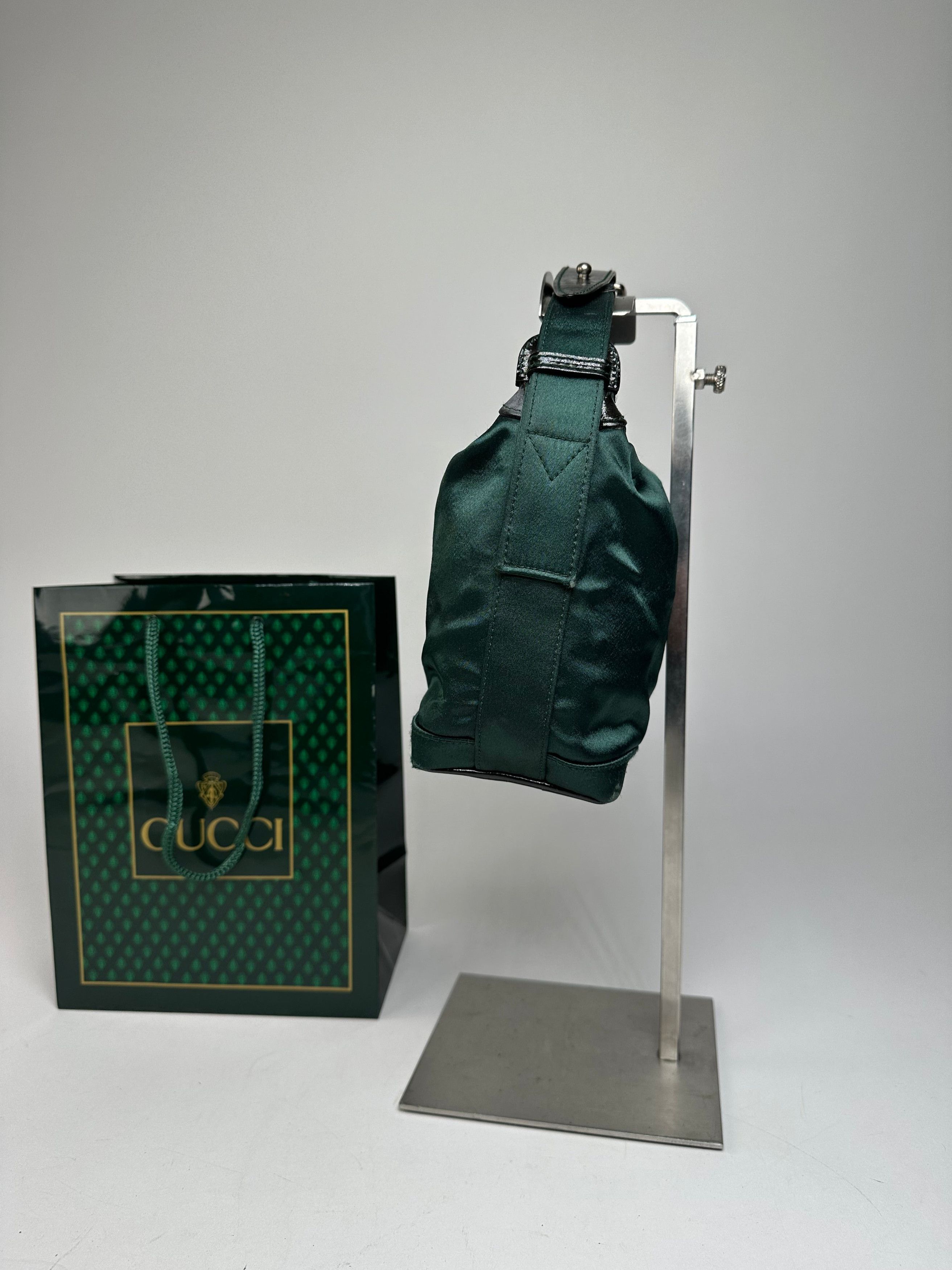 Gucci Vintage Polyester Leather Hand Bag Green Size ONE SIZE - 6 Thumbnail