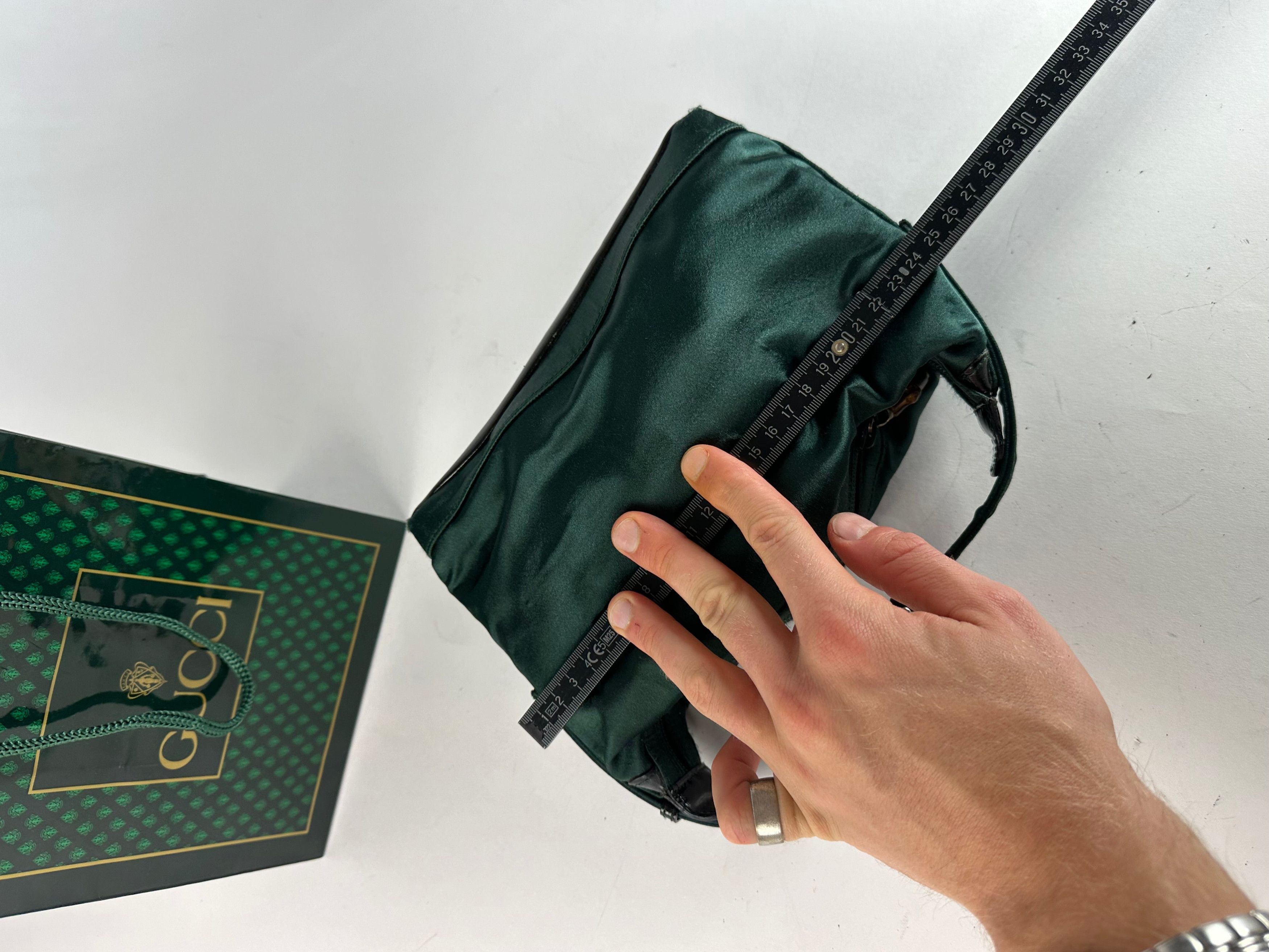 Gucci Vintage Polyester Leather Hand Bag Green Size ONE SIZE - 9 Thumbnail