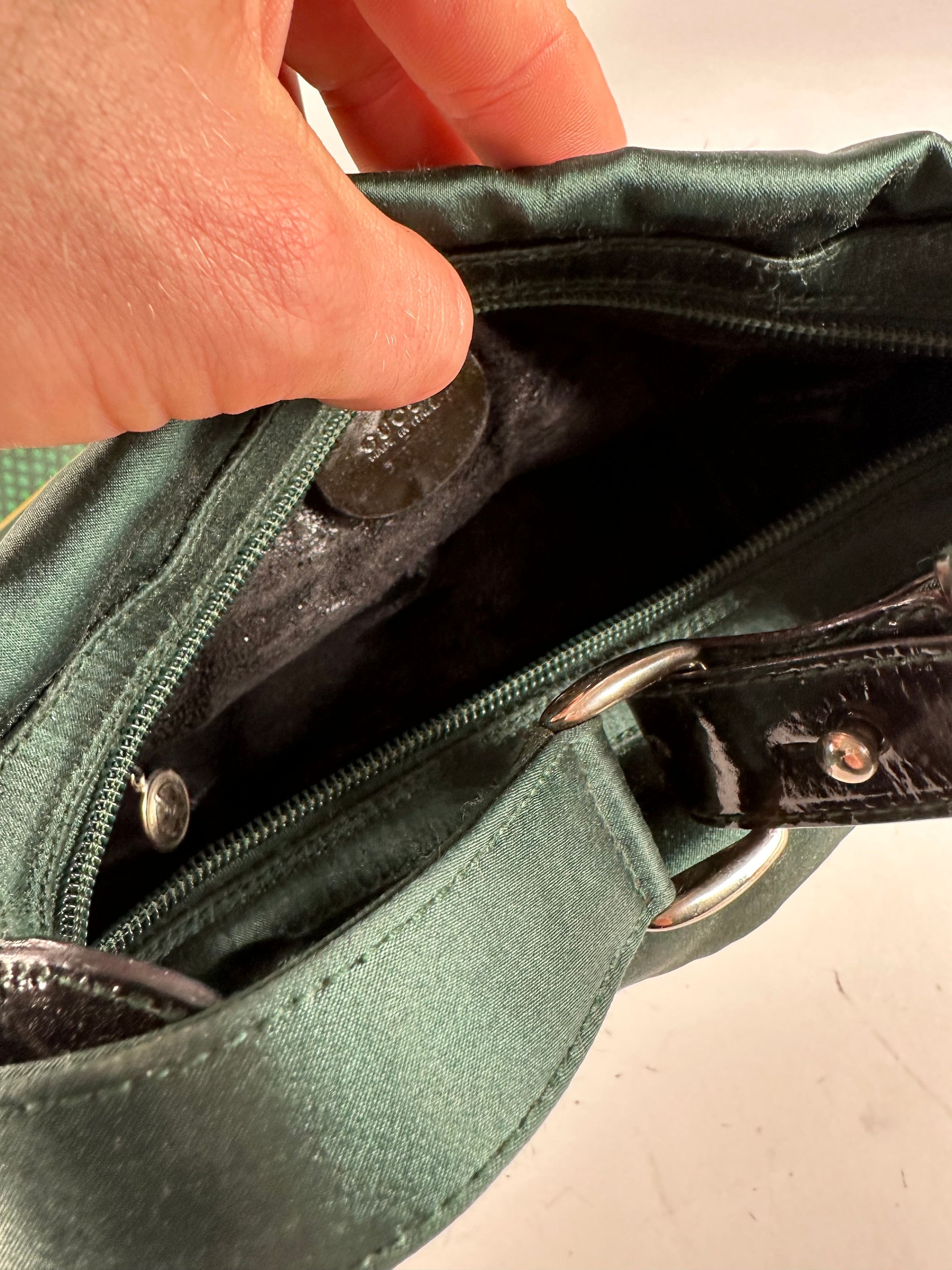 Gucci Vintage Polyester Leather Hand Bag Green Size ONE SIZE - 3 Thumbnail
