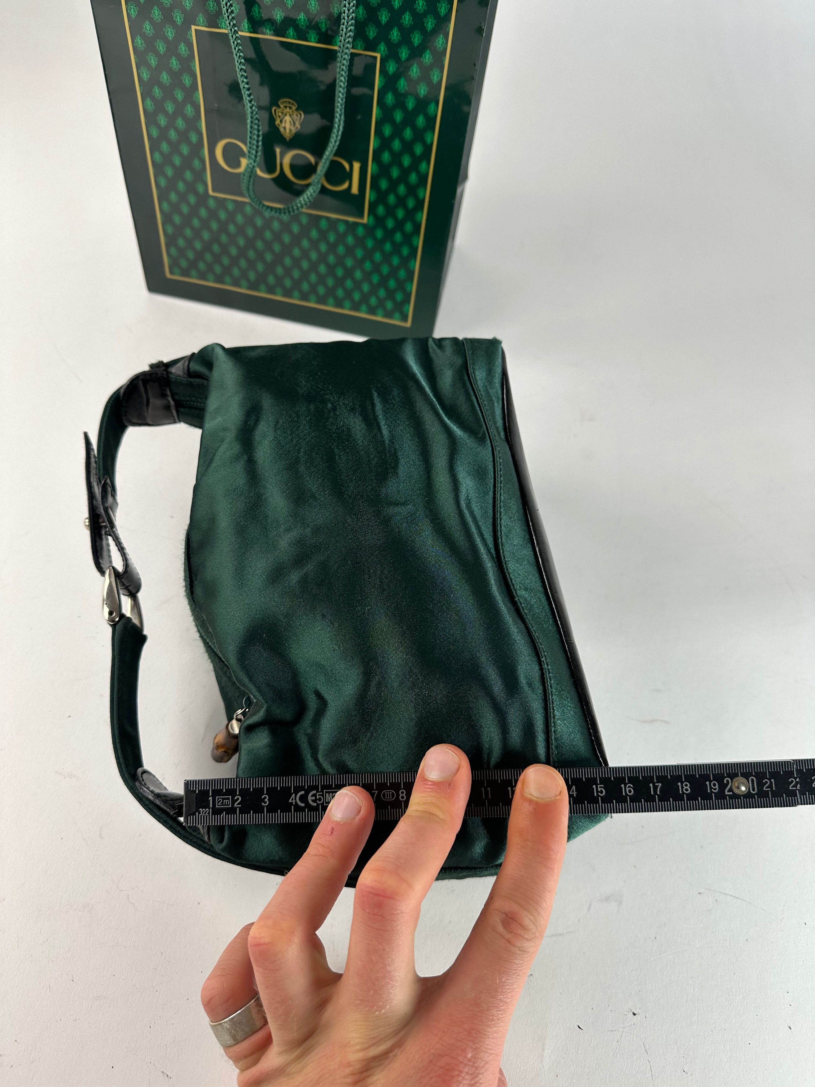 Gucci Vintage Polyester Leather Hand Bag Green Size ONE SIZE - 10 Thumbnail