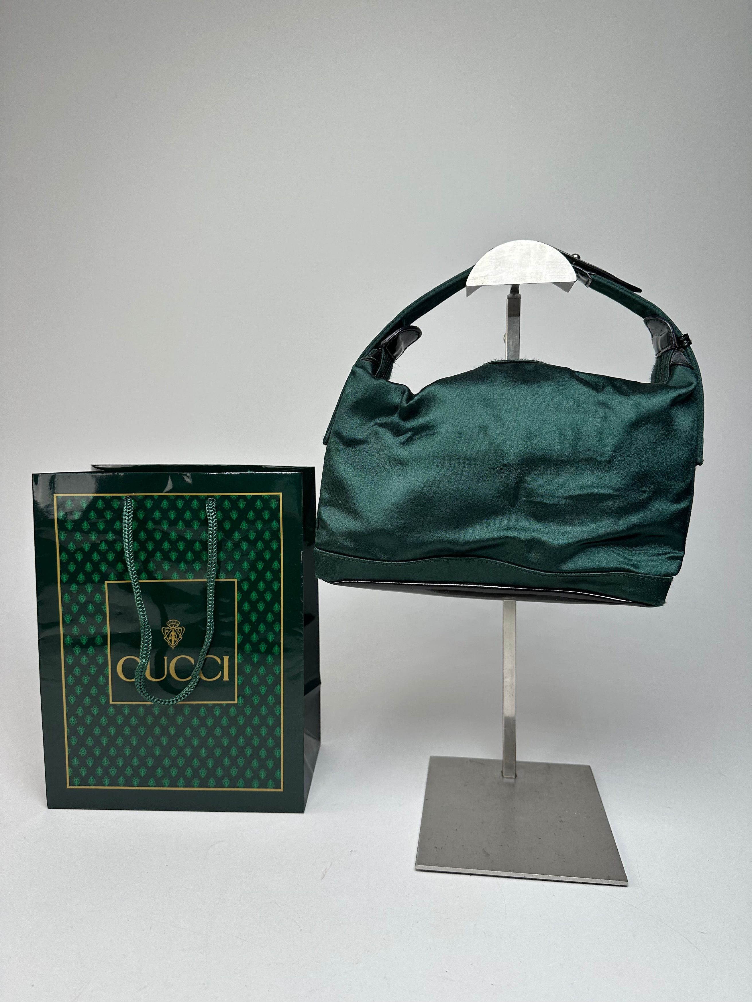 Gucci Vintage Polyester Leather Hand Bag Green Size ONE SIZE - 7 Thumbnail