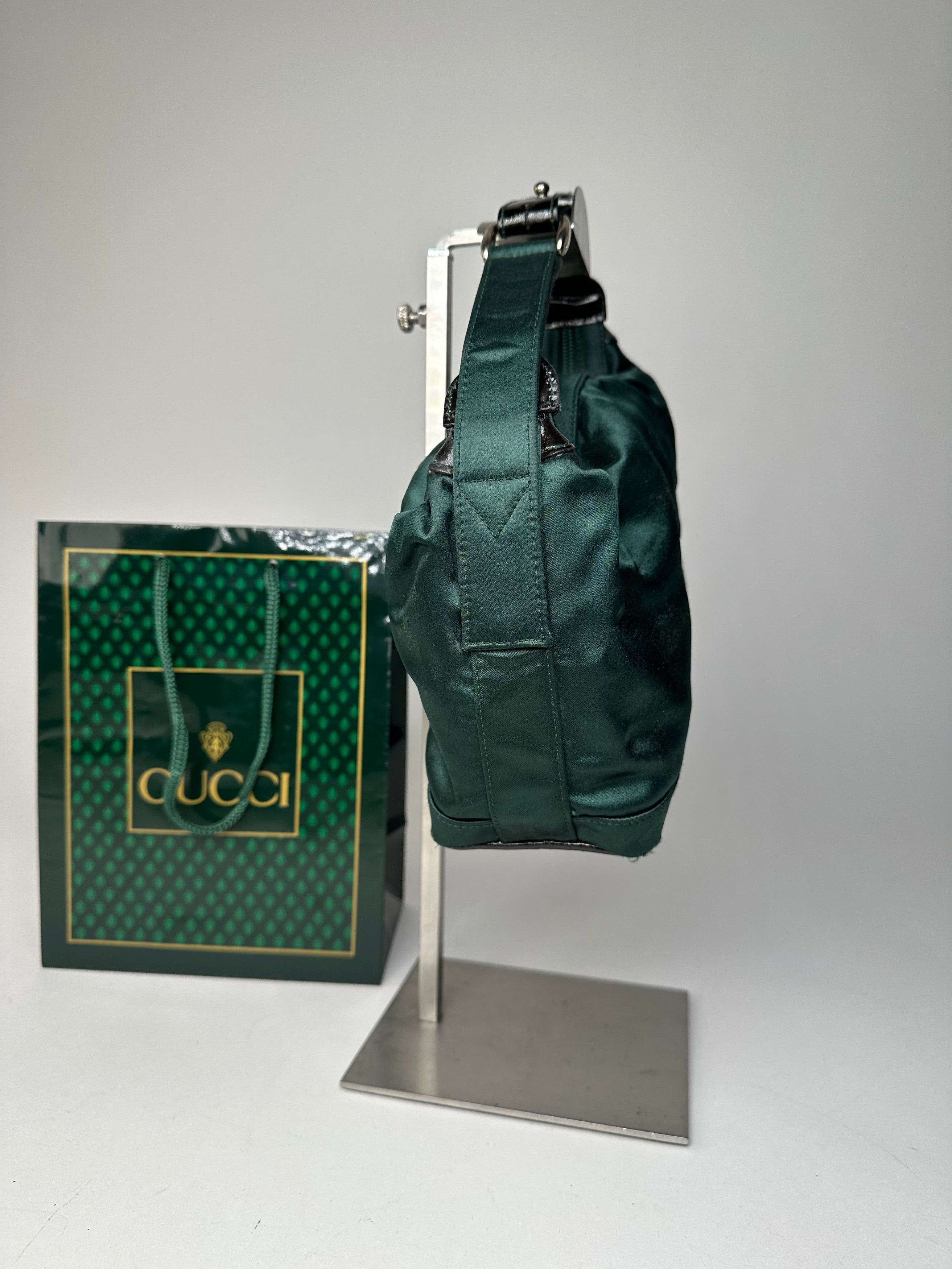 Gucci Vintage Polyester Leather Hand Bag Green Size ONE SIZE - 8 Thumbnail