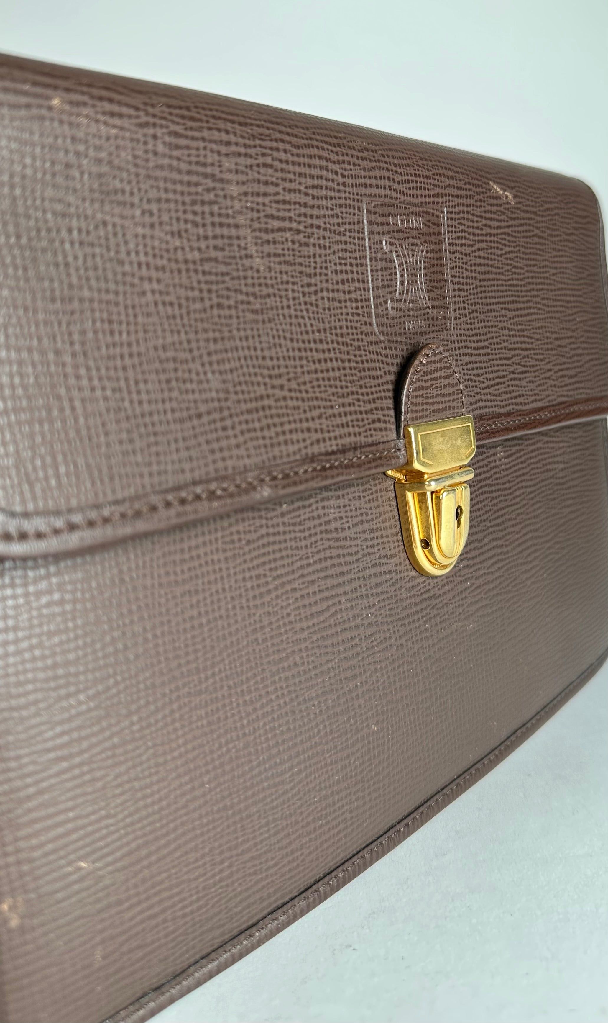 Celine Vintage Paris Leather Clutch Brown With Lock Size ONE SIZE - 3 Thumbnail