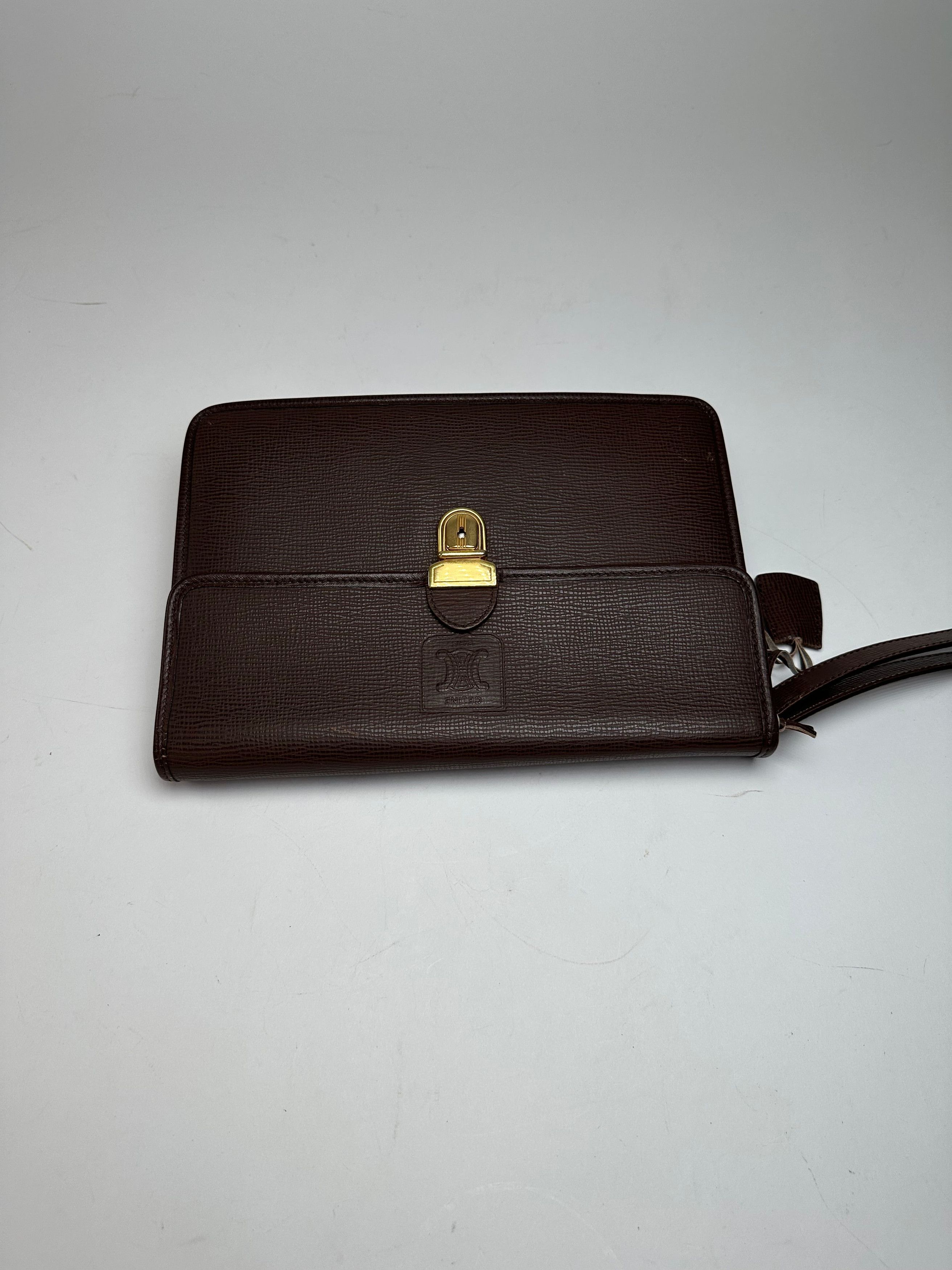 Celine Vintage Paris Leather Clutch Brown With Lock Size ONE SIZE - 4 Thumbnail