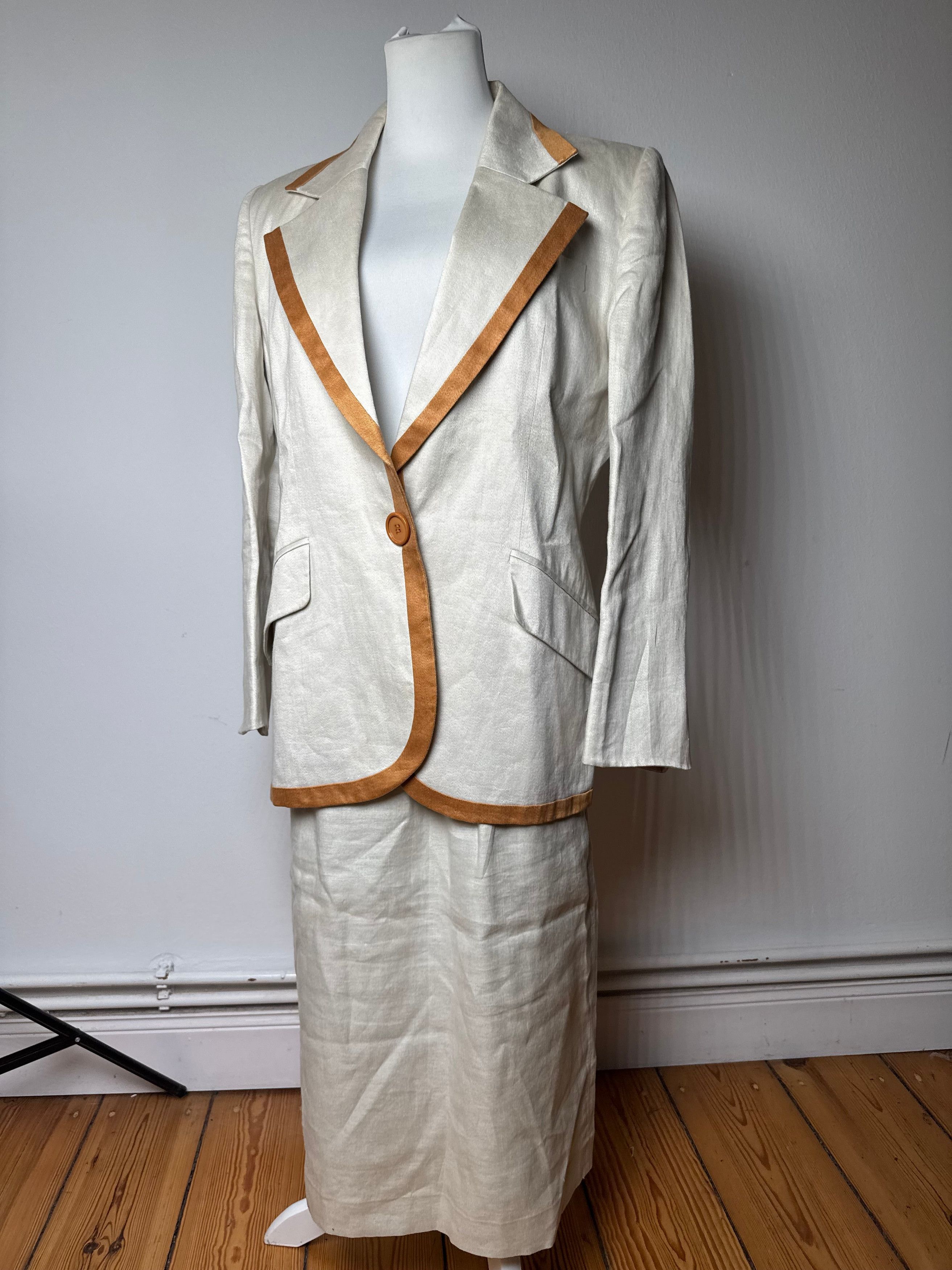 Dior Vintage Twin Set White Brown M/L Size S / US 4 / IT 40 - 2 Thumbnail