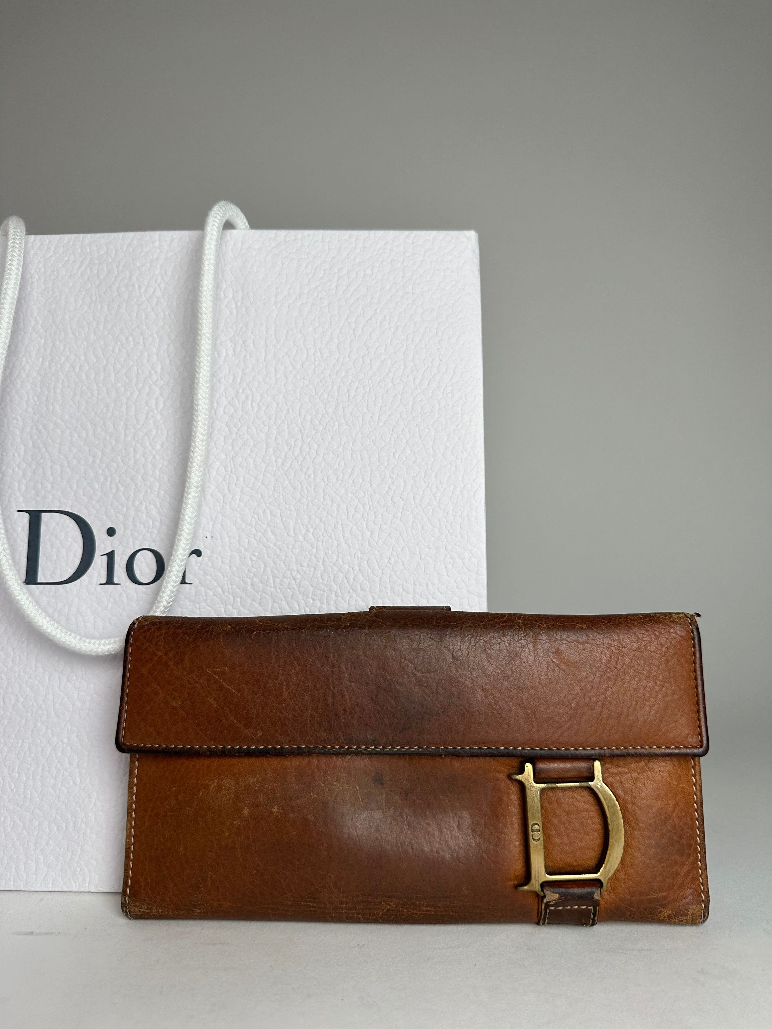 Dior Vintage Long Leather Wallet Brown Size ONE SIZE - 9 Thumbnail