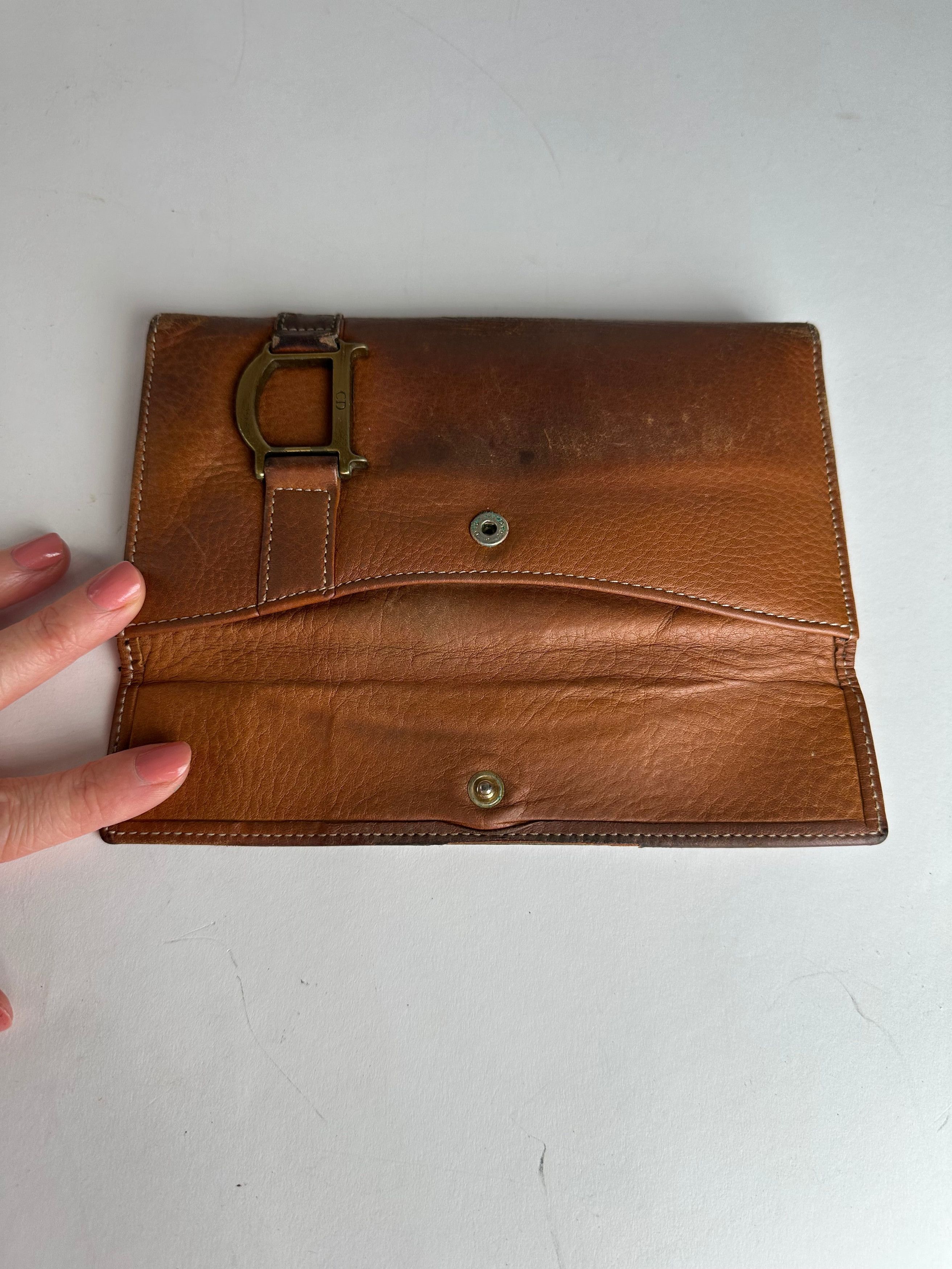 Dior Vintage Long Leather Wallet Brown Size ONE SIZE - 3 Thumbnail