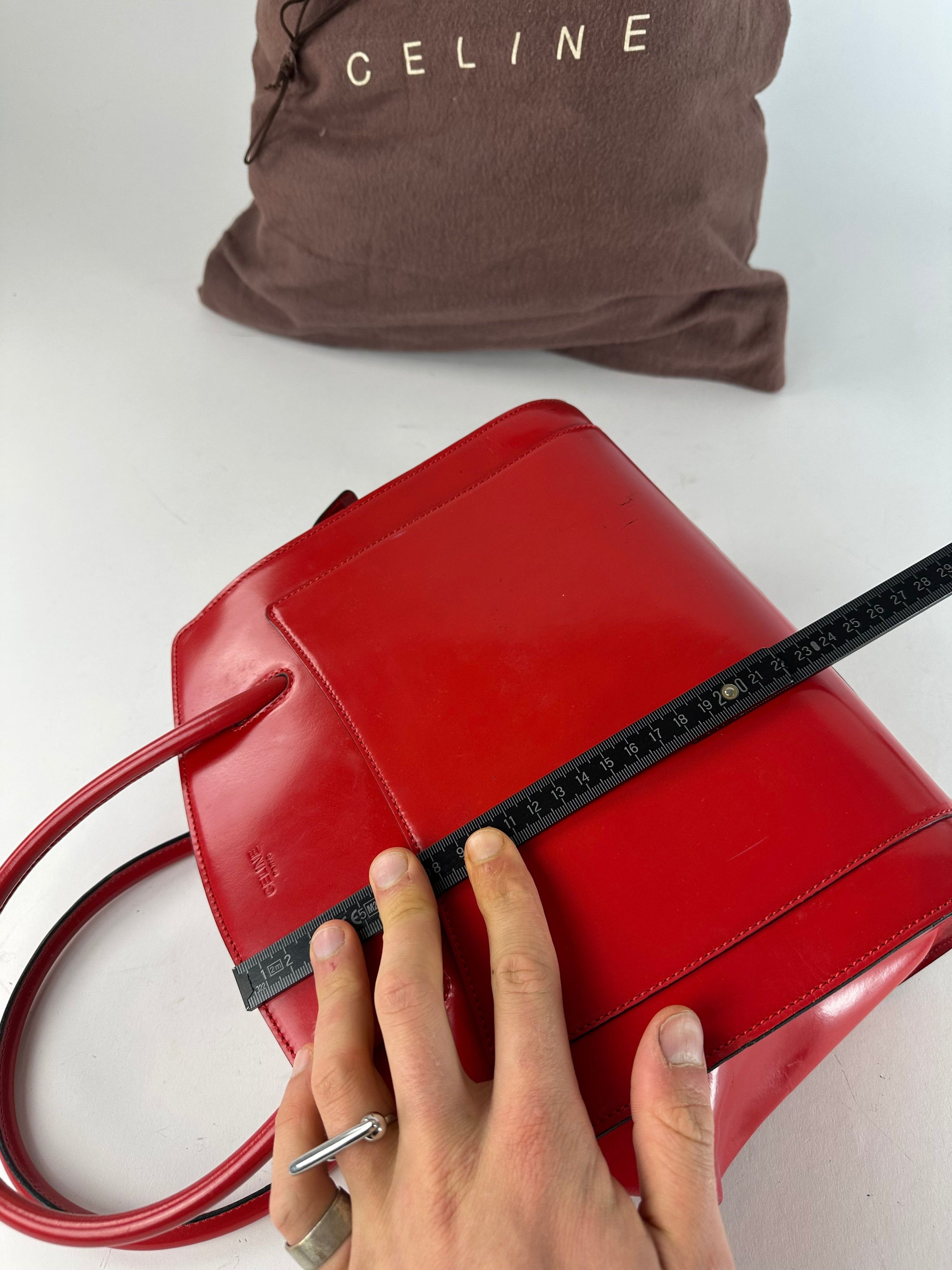 Celine Vintage Paris Patent Leather Handbag Red Size ONE SIZE - 11 Thumbnail