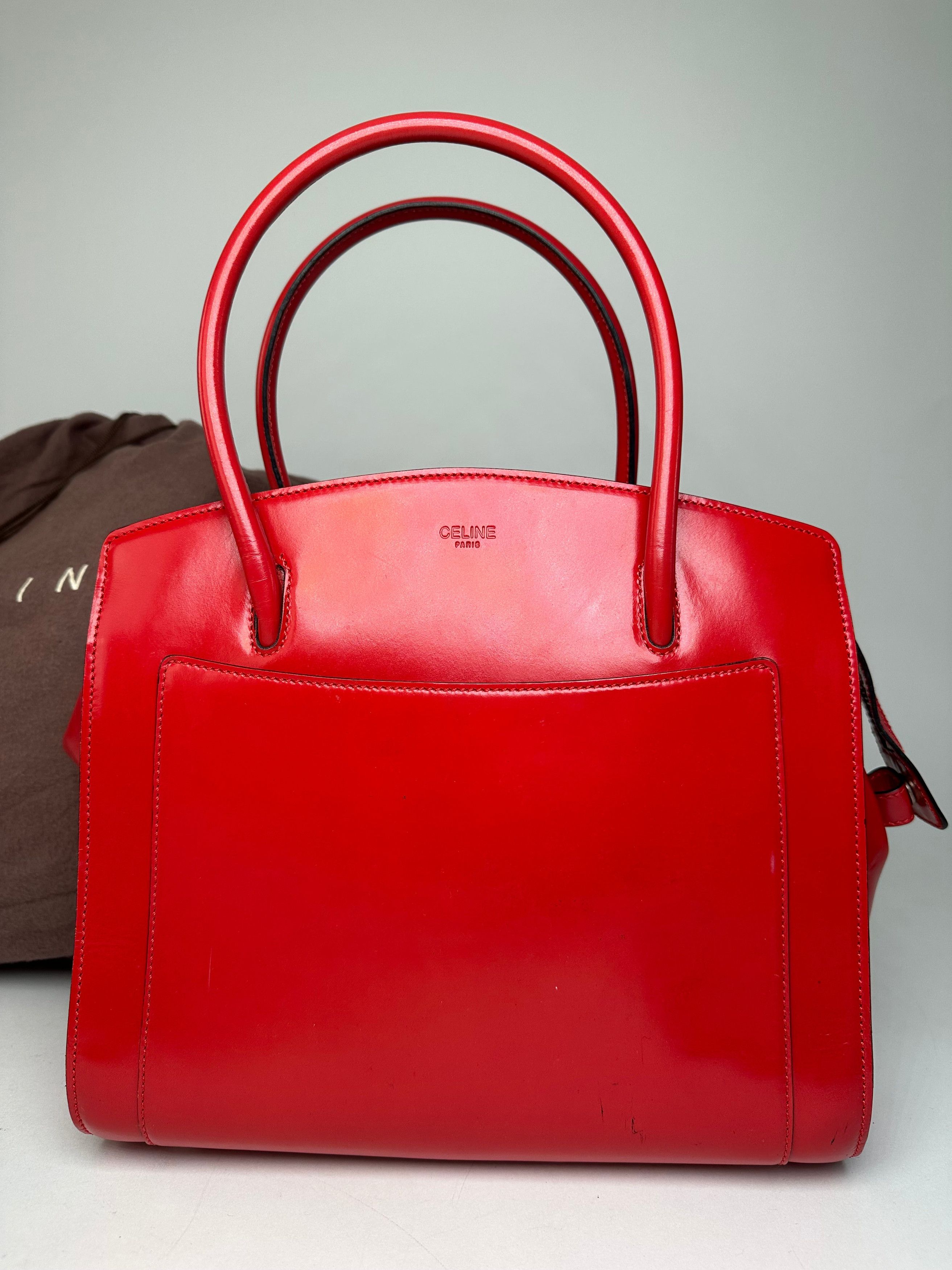 Celine Vintage Paris Patent Leather Handbag Red Size ONE SIZE - 13 Thumbnail