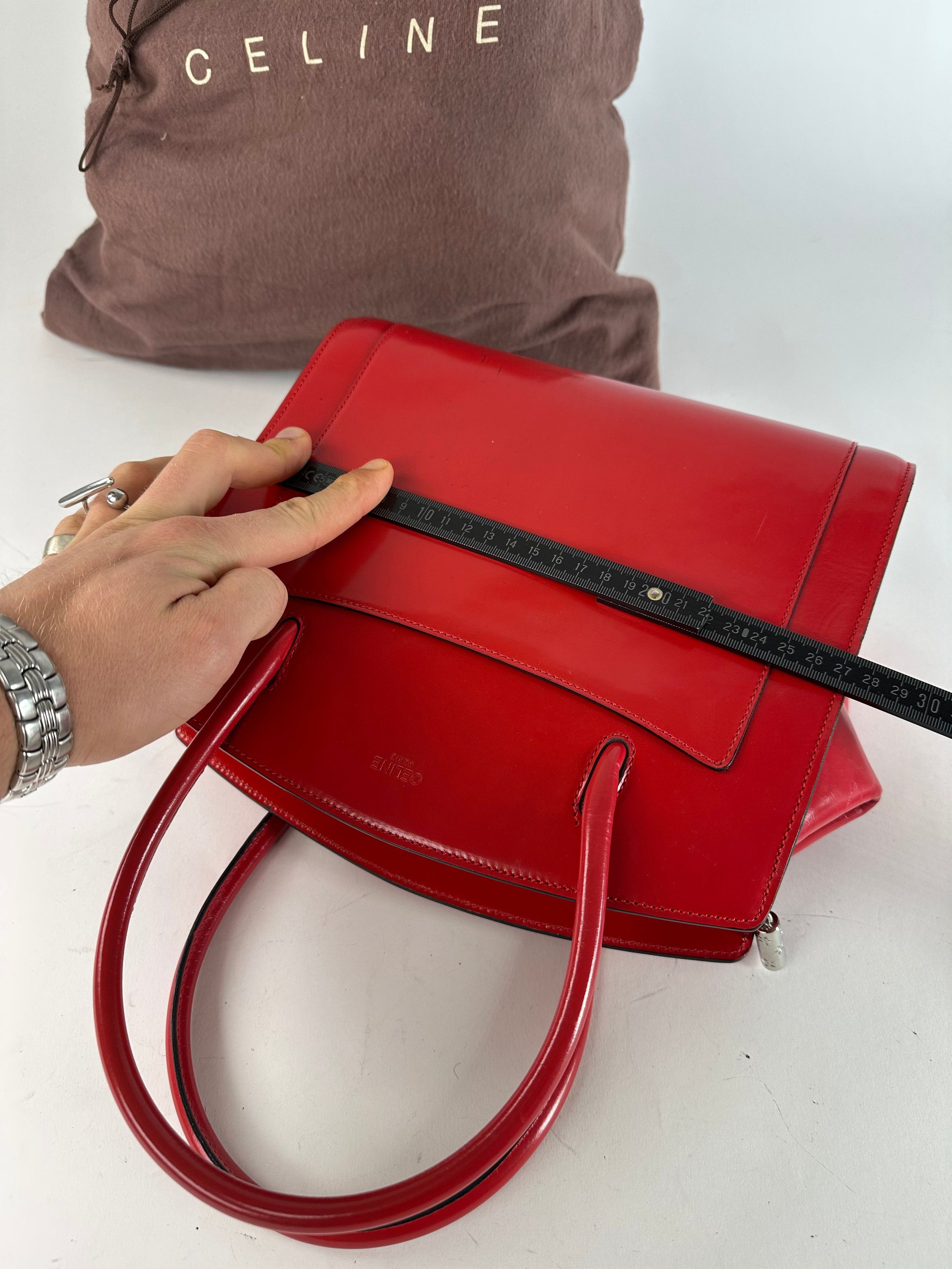 Celine Vintage Paris Patent Leather Handbag Red Size ONE SIZE - 10 Thumbnail