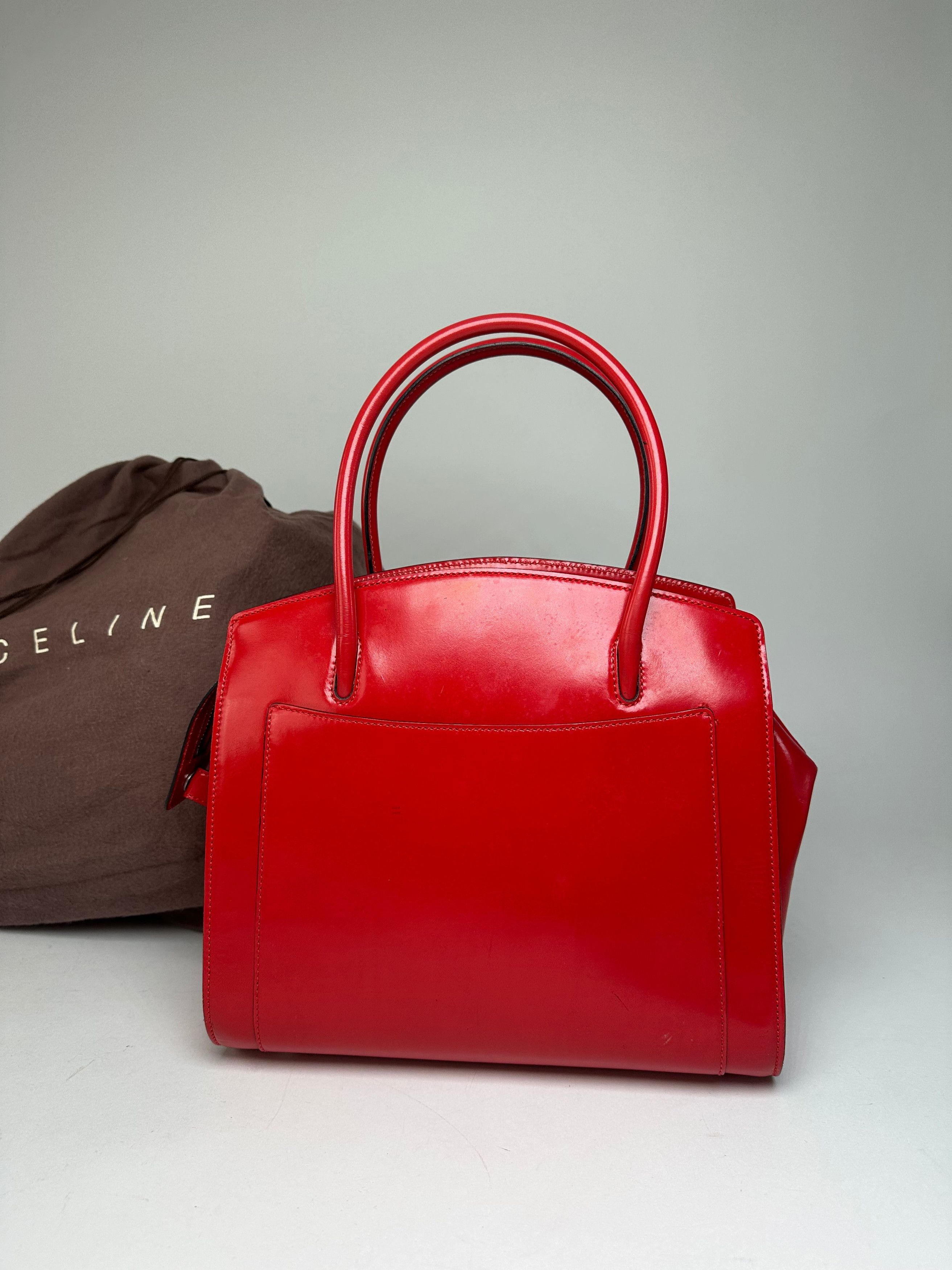 Celine Vintage Paris Patent Leather Handbag Red Size ONE SIZE - 9 Thumbnail