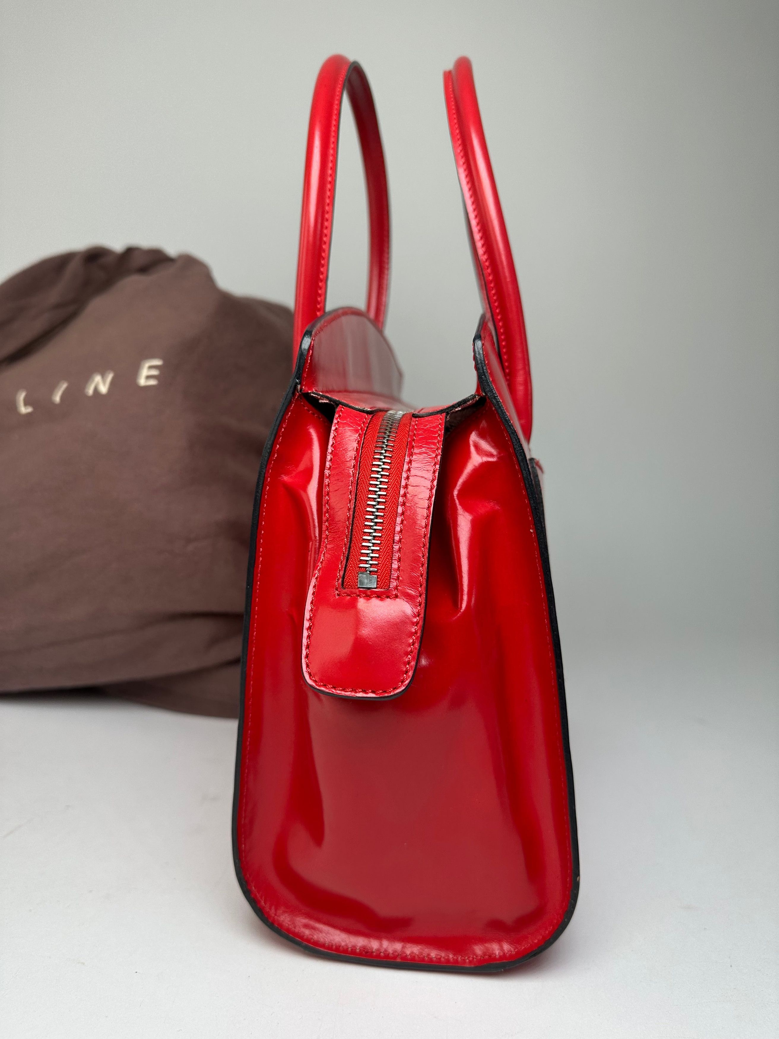 Celine Vintage Paris Patent Leather Handbag Red Size ONE SIZE - 6 Thumbnail