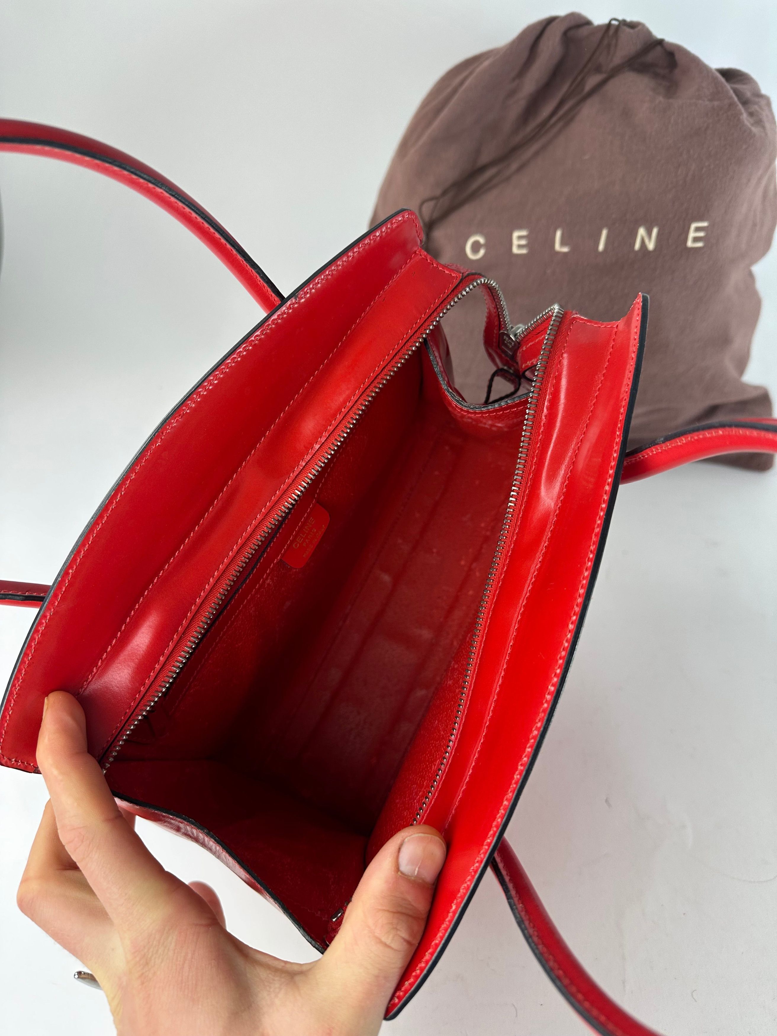 Celine Vintage Paris Patent Leather Handbag Red Size ONE SIZE - 3 Thumbnail