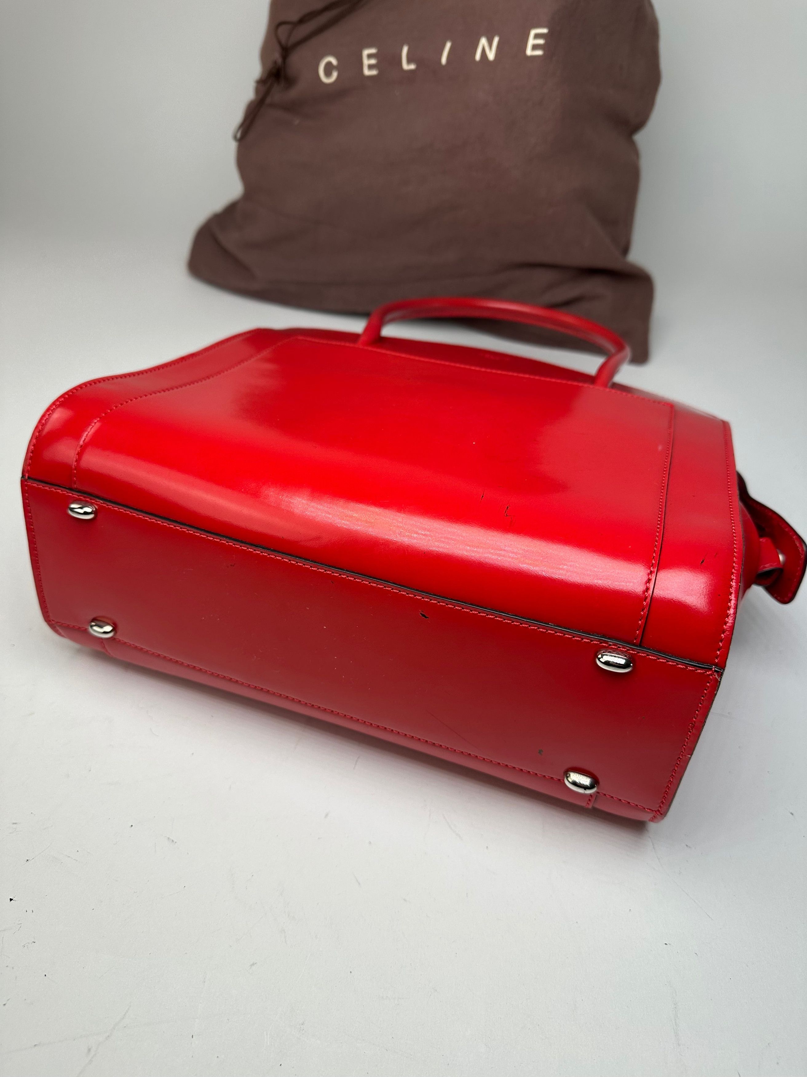 Celine Vintage Paris Patent Leather Handbag Red Size ONE SIZE - 12 Thumbnail