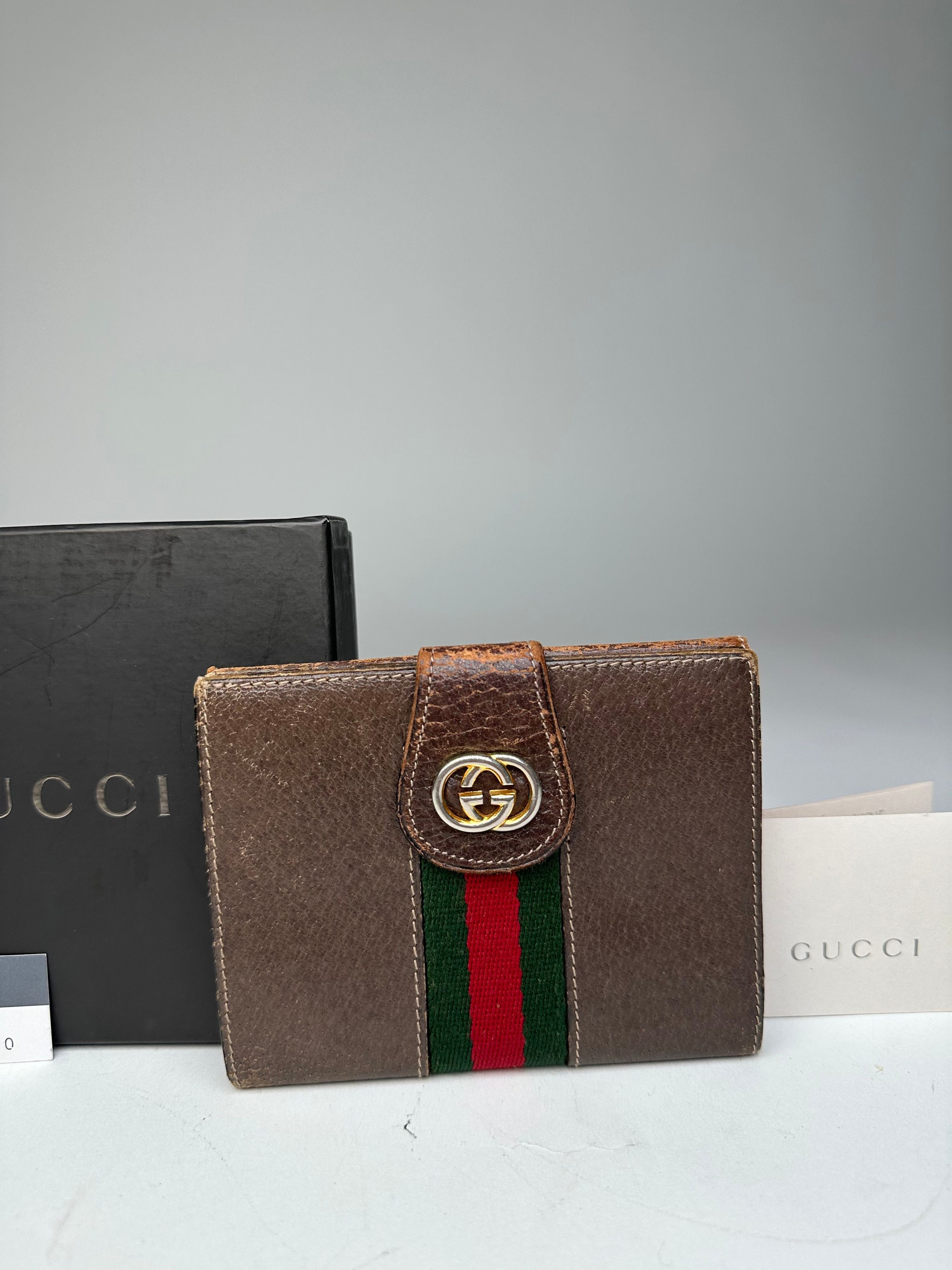 Gucci Vintage Leather Wallet Brown Size ONE SIZE - 11 Thumbnail