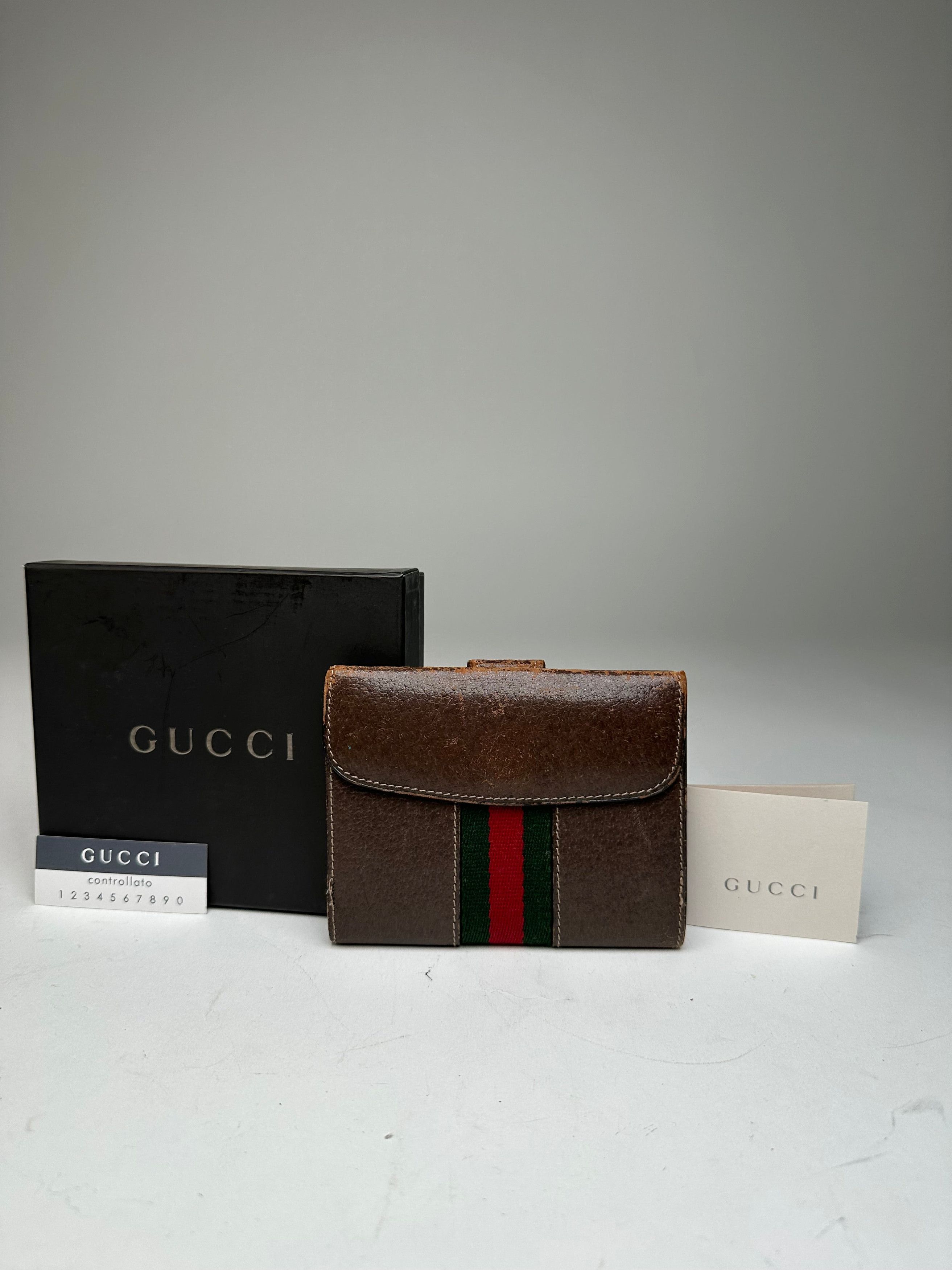 Gucci Vintage Leather Wallet Brown Size ONE SIZE - 2 Thumbnail