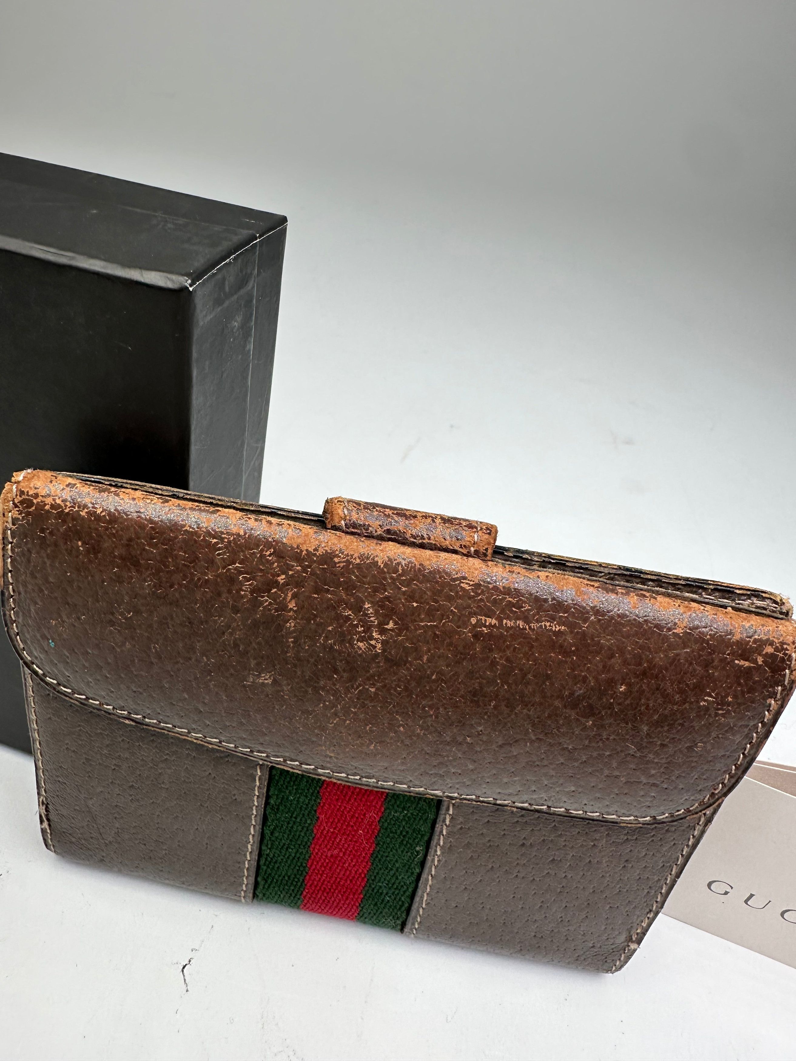 Gucci Vintage Leather Wallet Brown Size ONE SIZE - 3 Thumbnail
