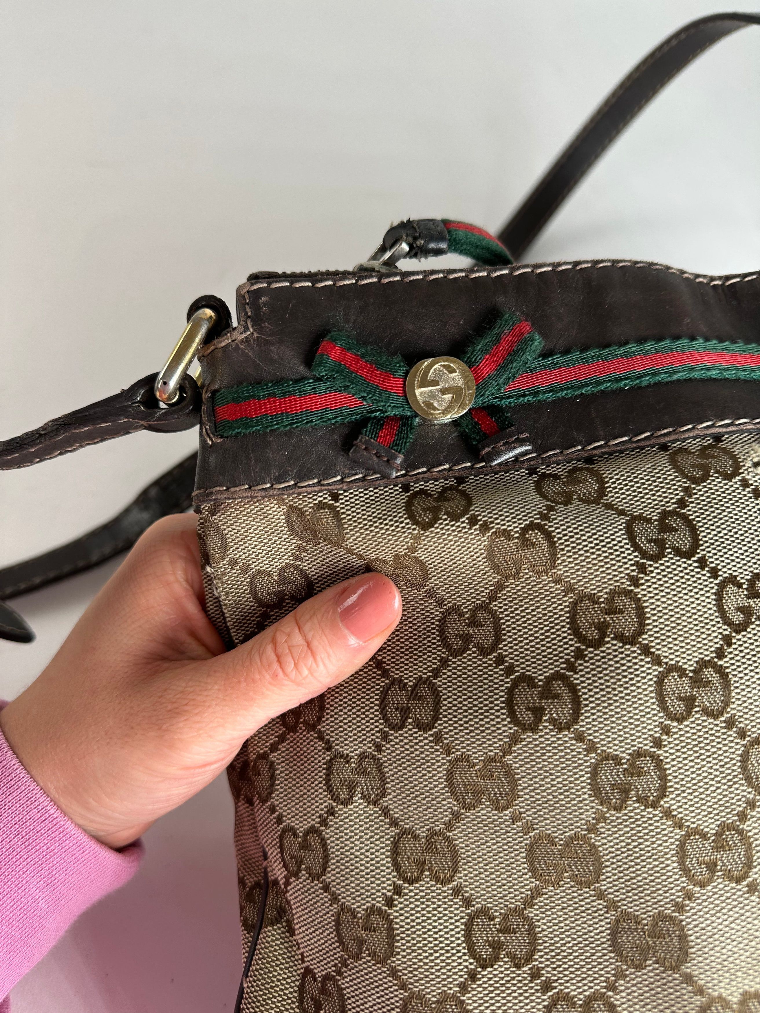 Gucci Vintage Monogram Shoulder / Crossbody Bag Beige Brown Size ONE SIZE - 10 Thumbnail