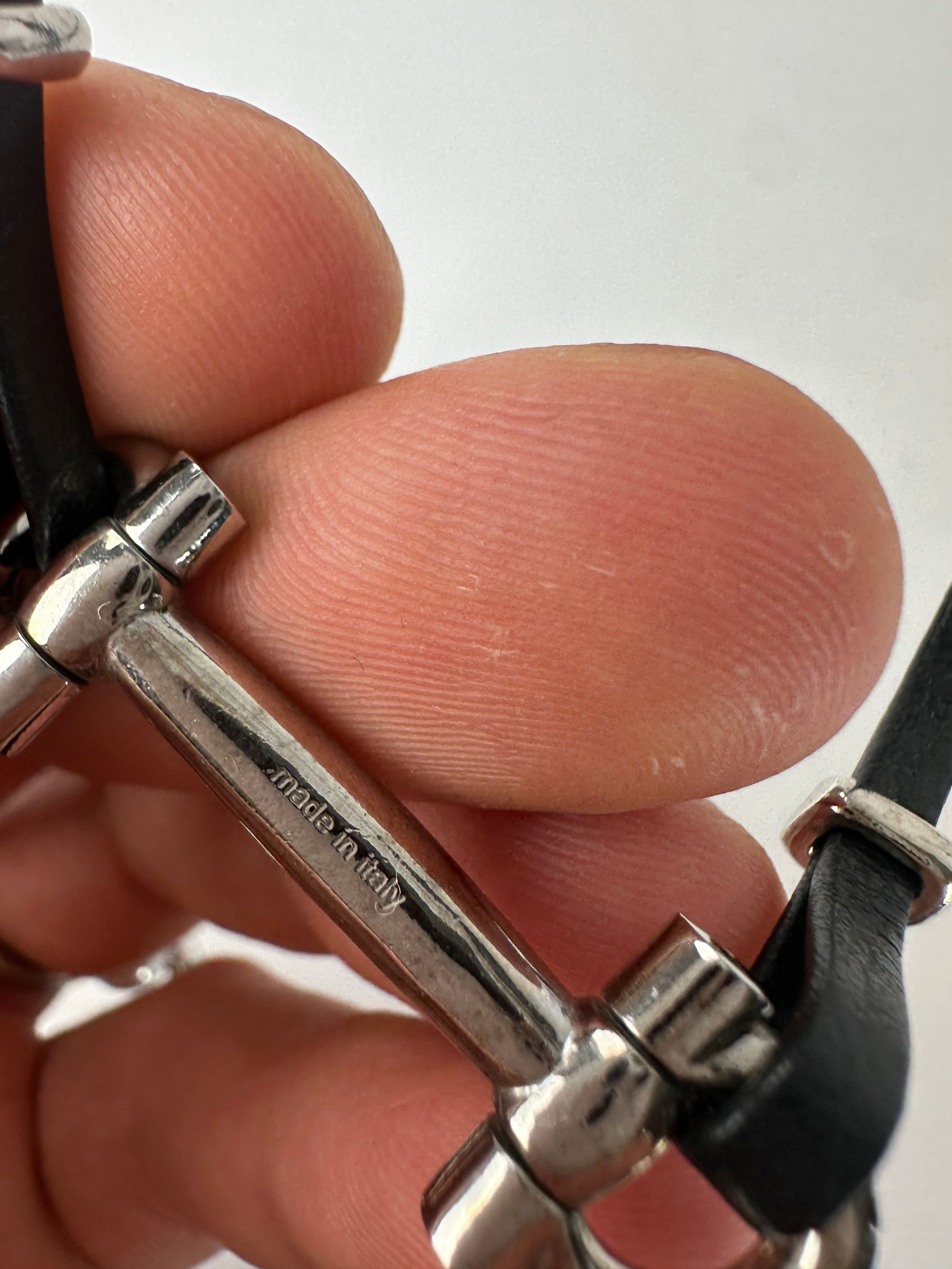 Salvatore Ferragamo Vintage Leather Steel Bracelet Black Silver Size ONE SIZE - 8 Thumbnail