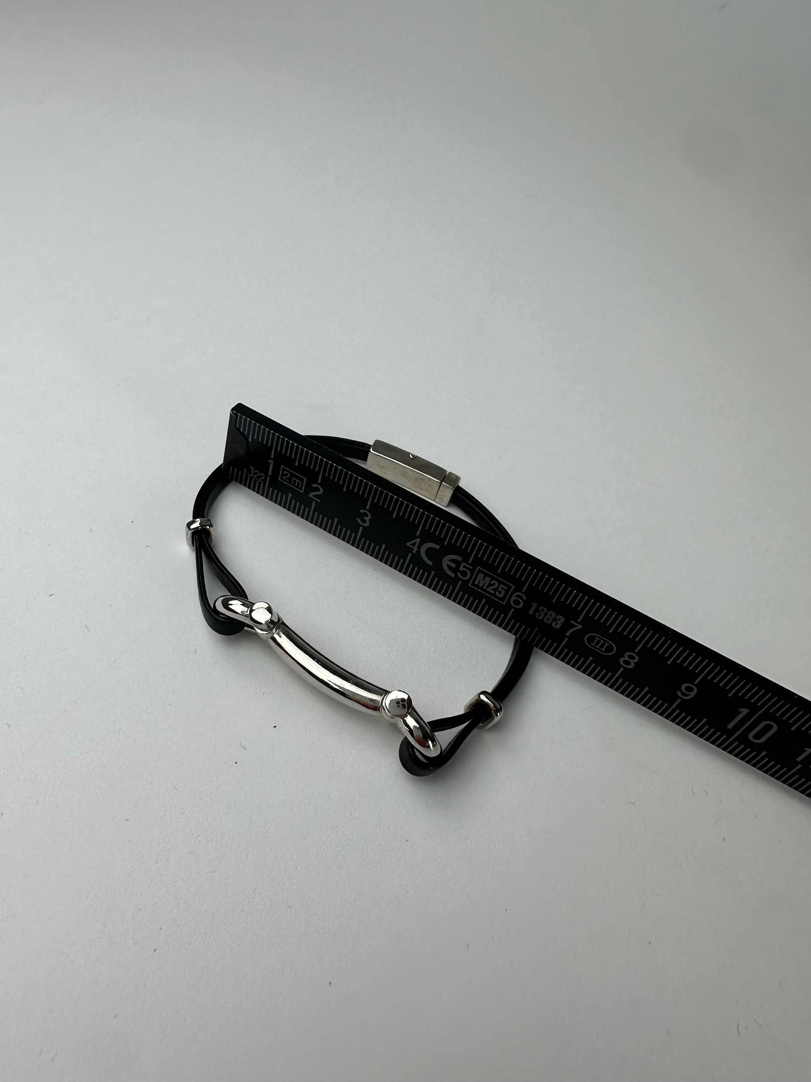 Salvatore Ferragamo Vintage Leather Steel Bracelet Black Silver Size ONE SIZE - 4 Thumbnail