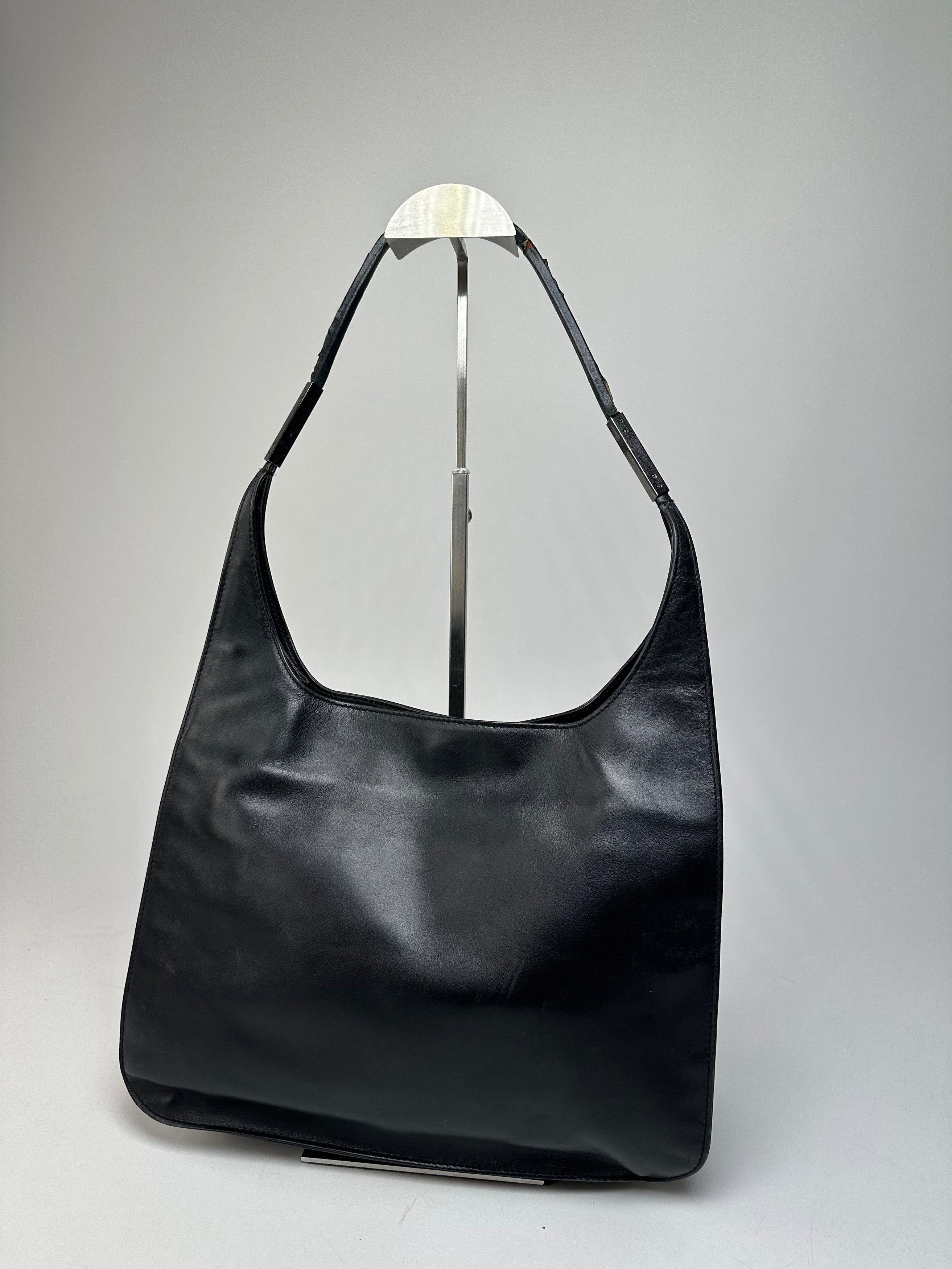 Gucci Vintage Leather Handbag Black Size ONE SIZE - 11 Thumbnail