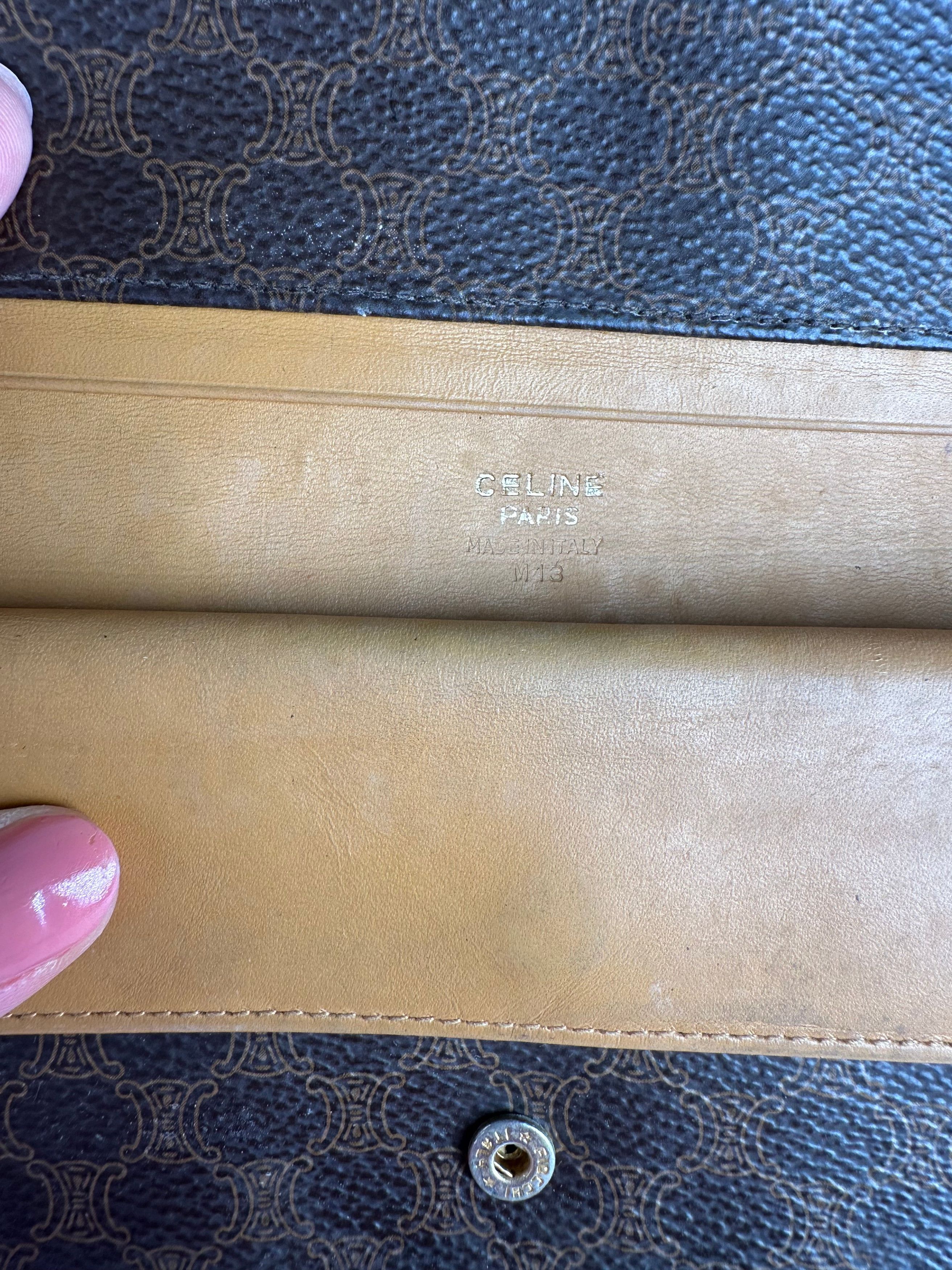 Celine Vintage Paris Triomphe Monogram Leather Long Wallet Brown Size ONE SIZE - 5 Thumbnail