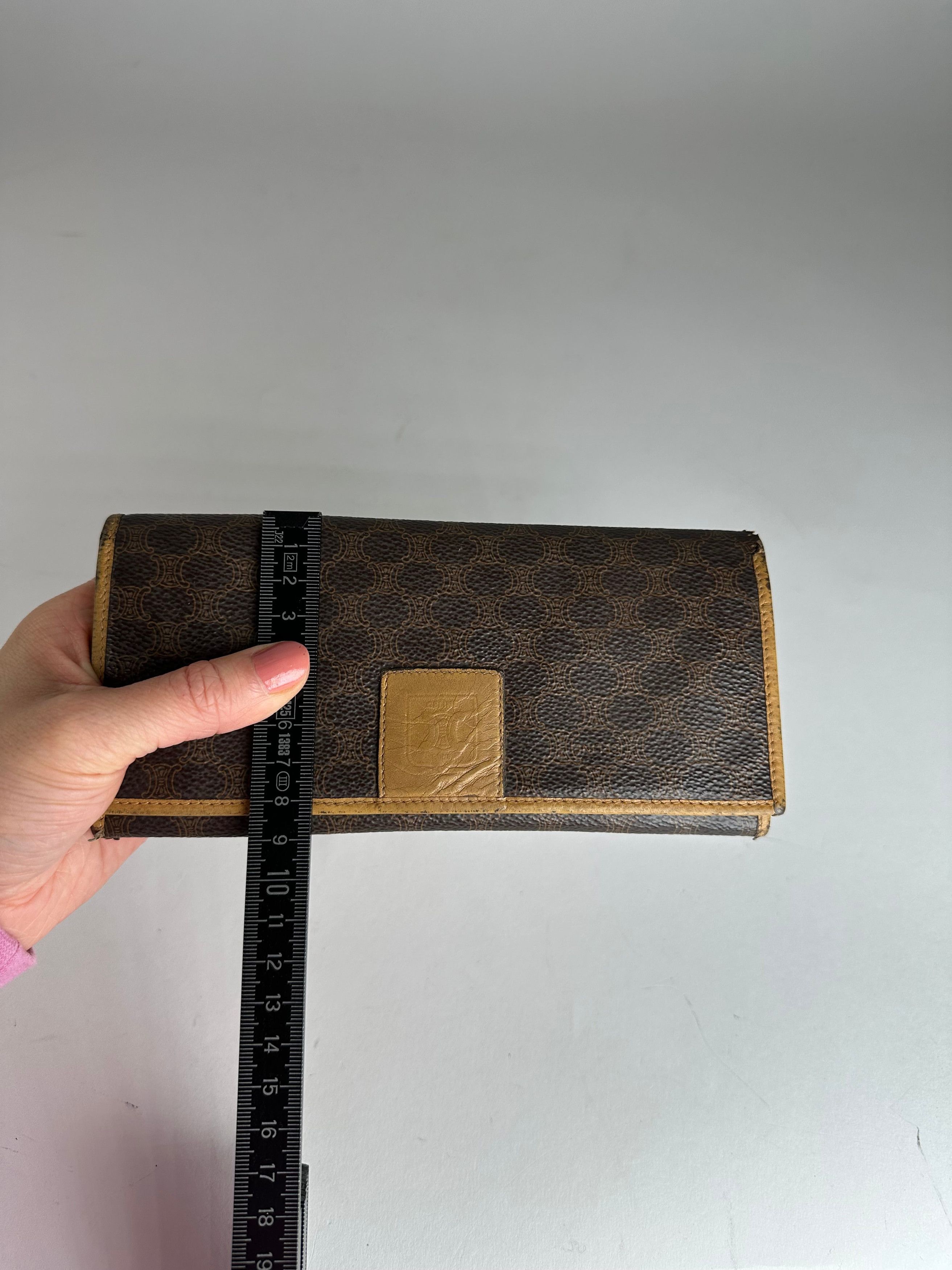 Celine Vintage Paris Triomphe Monogram Leather Long Wallet Brown Size ONE SIZE - 6 Thumbnail