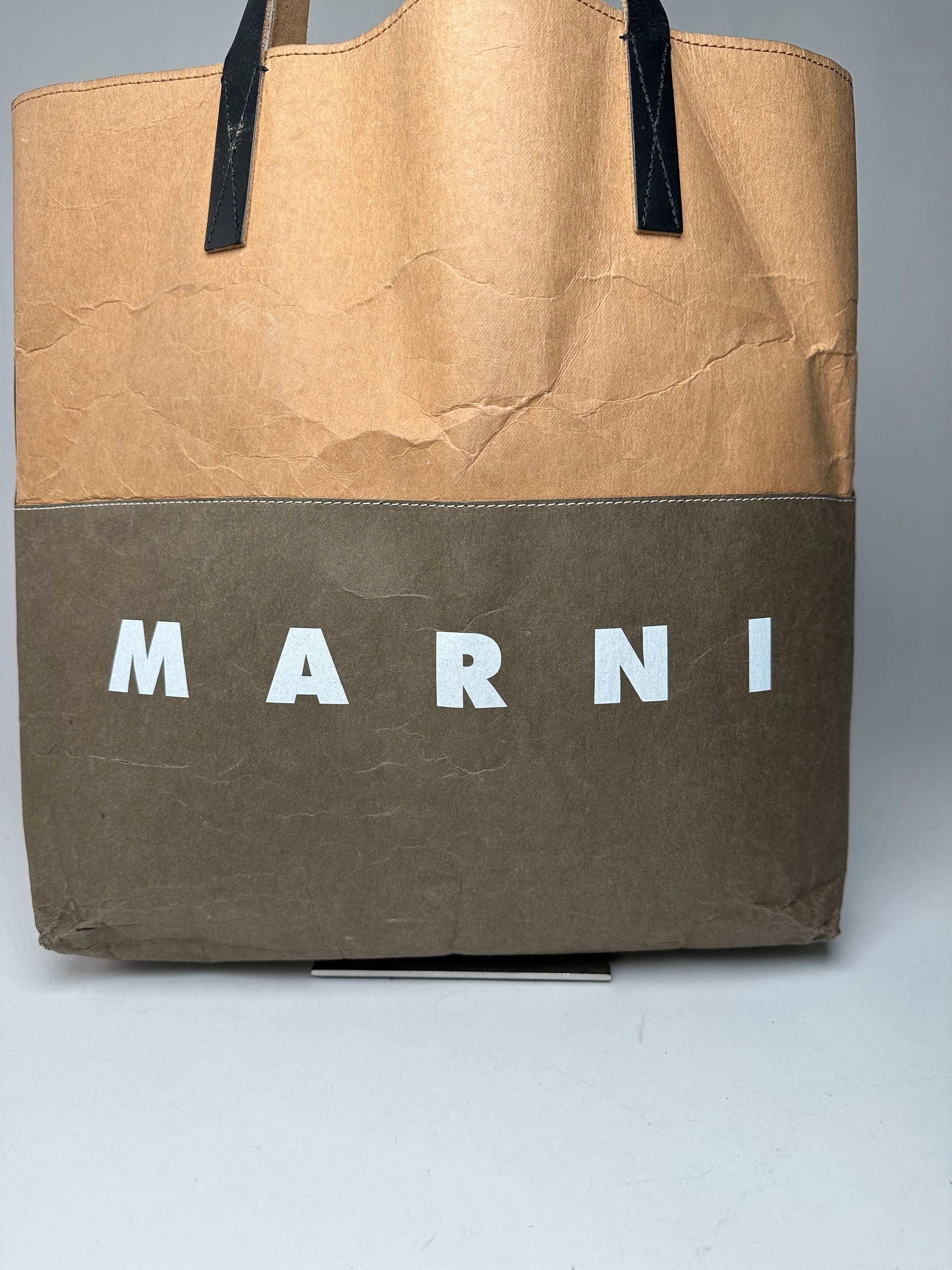 Marni Vintage Vegan Leather Tote Bag Brown Green Black Size ONE SIZE - 4 Thumbnail