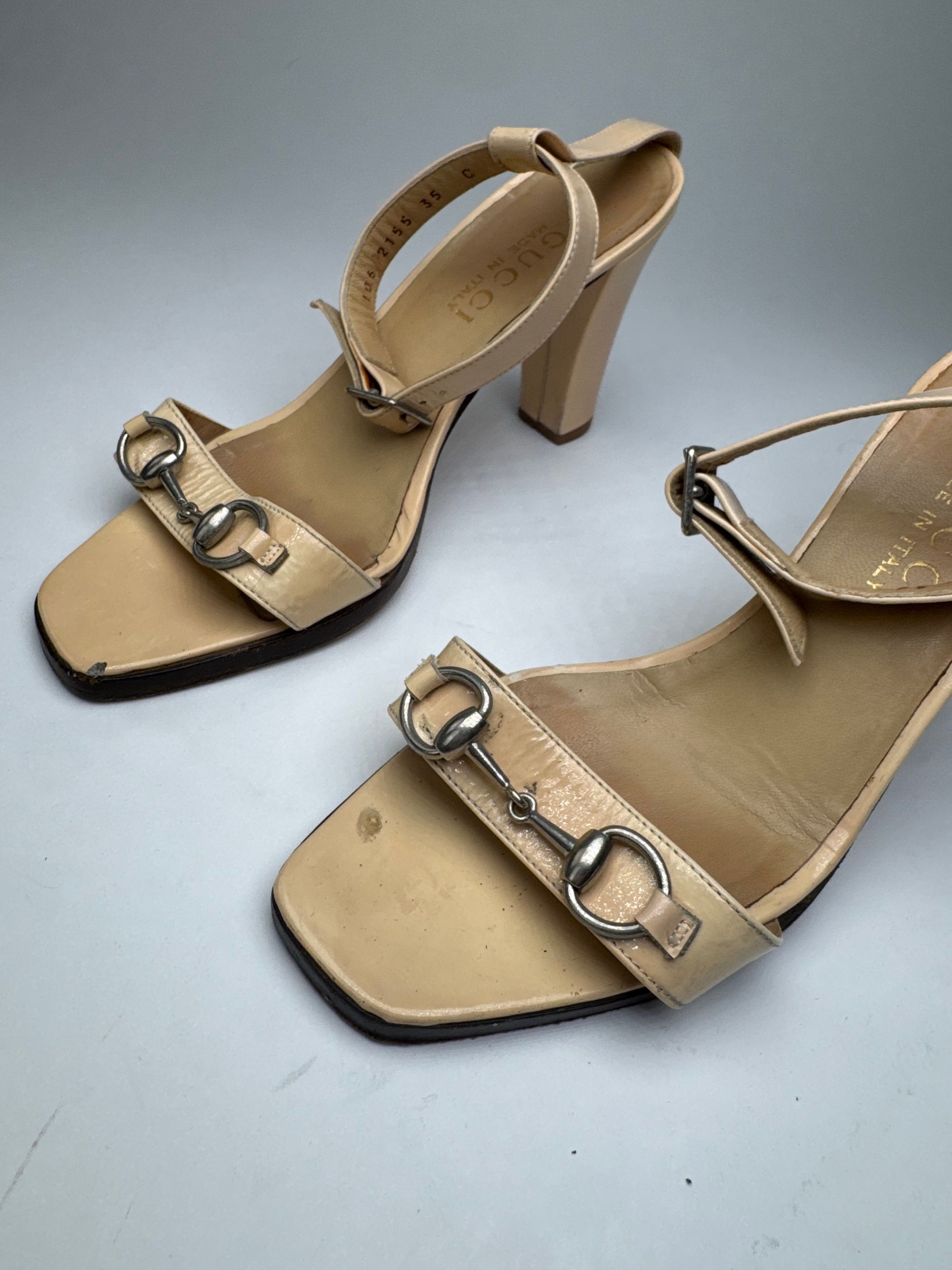 Gucci Vintage Leather Horsebit Pumps Beige EU35C Size US 4 / IT 34 - 5 Thumbnail