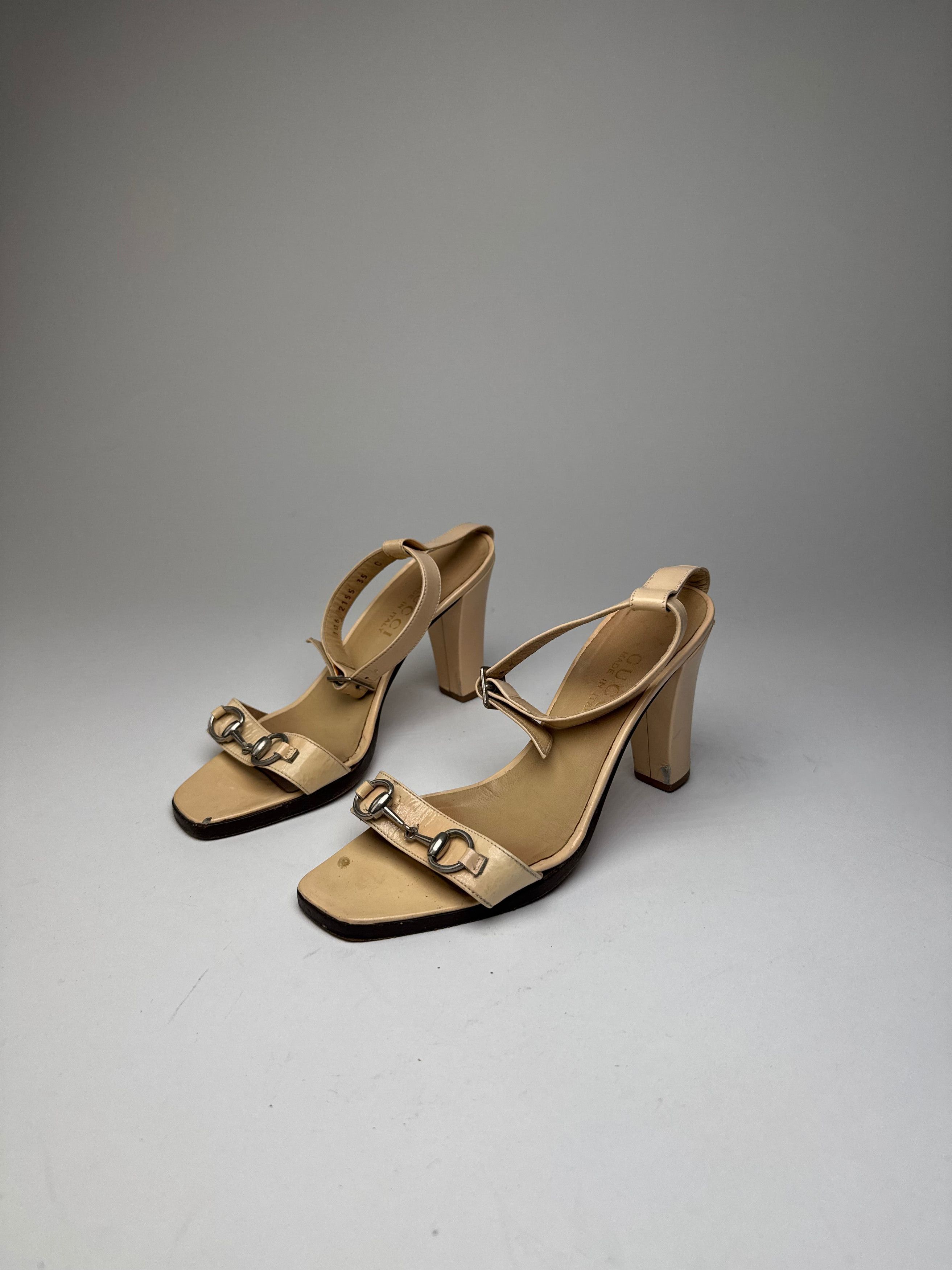Gucci Vintage Leather Horsebit Pumps Beige EU35C Size US 4 / IT 34 - 3 Thumbnail