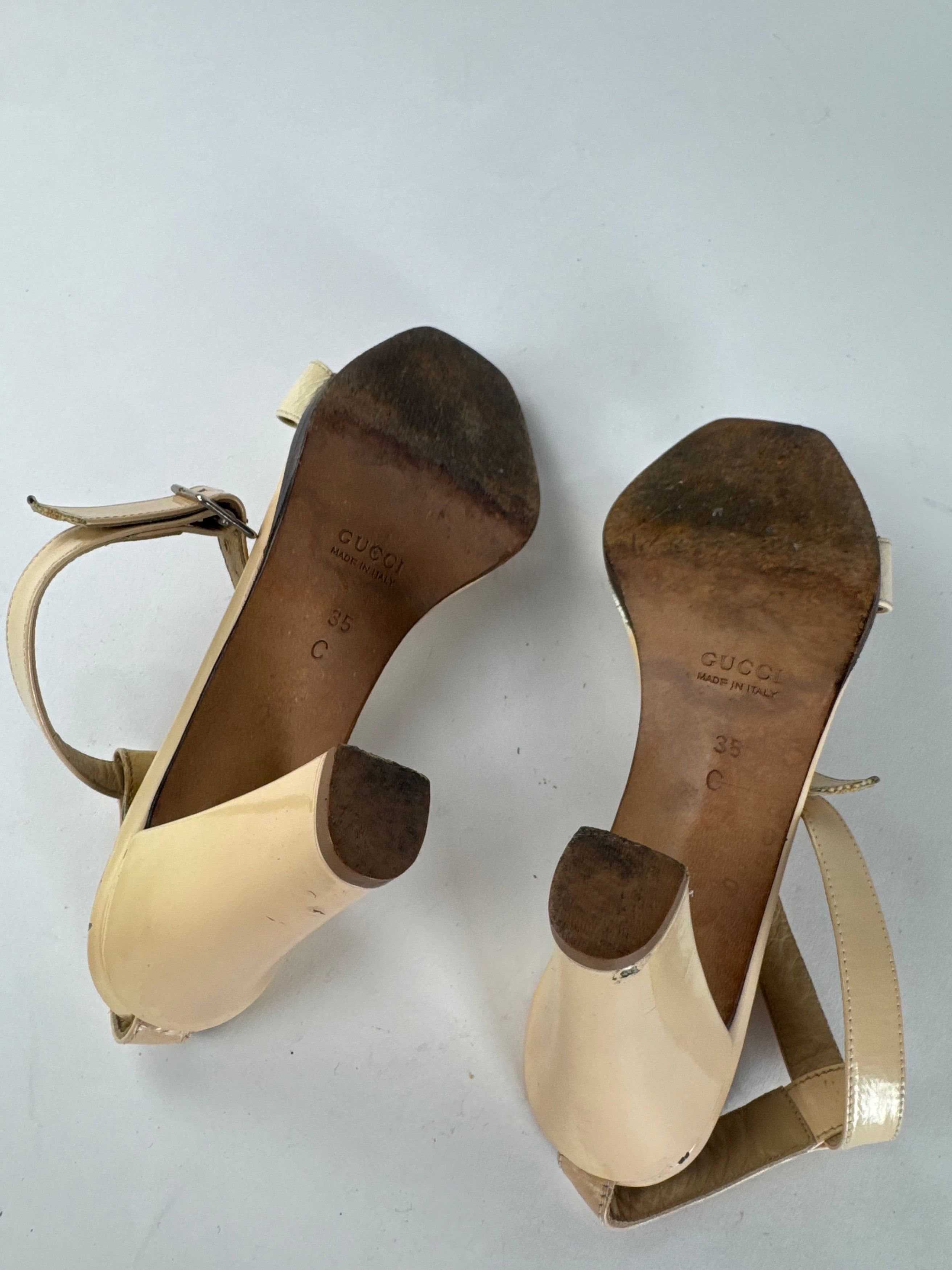Gucci Vintage Leather Horsebit Pumps Beige EU35C Size US 4 / IT 34 - 9 Thumbnail