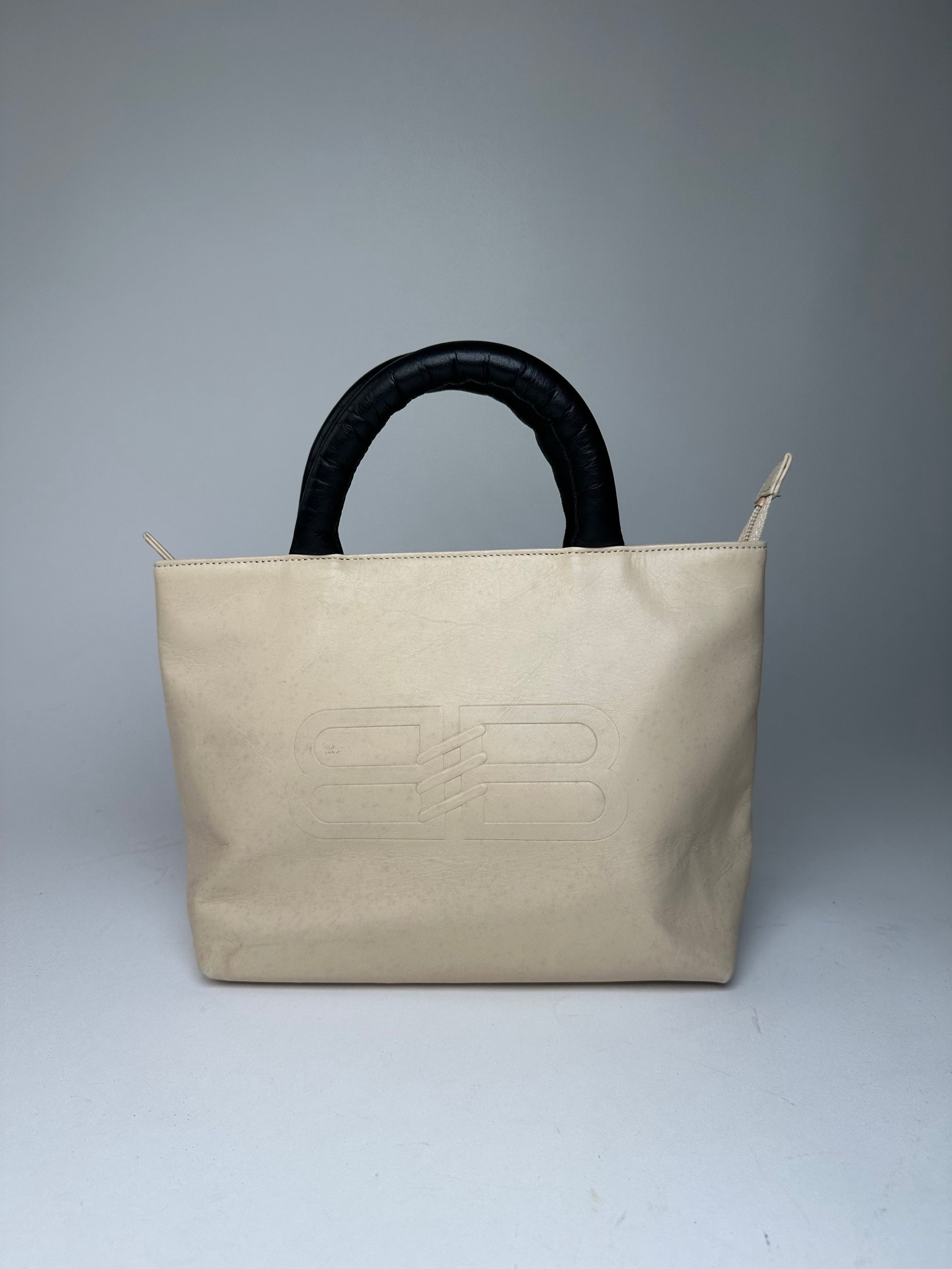 Balenciaga Vintage Leather Handbag Beige Black Size ONE SIZE - 4 Thumbnail