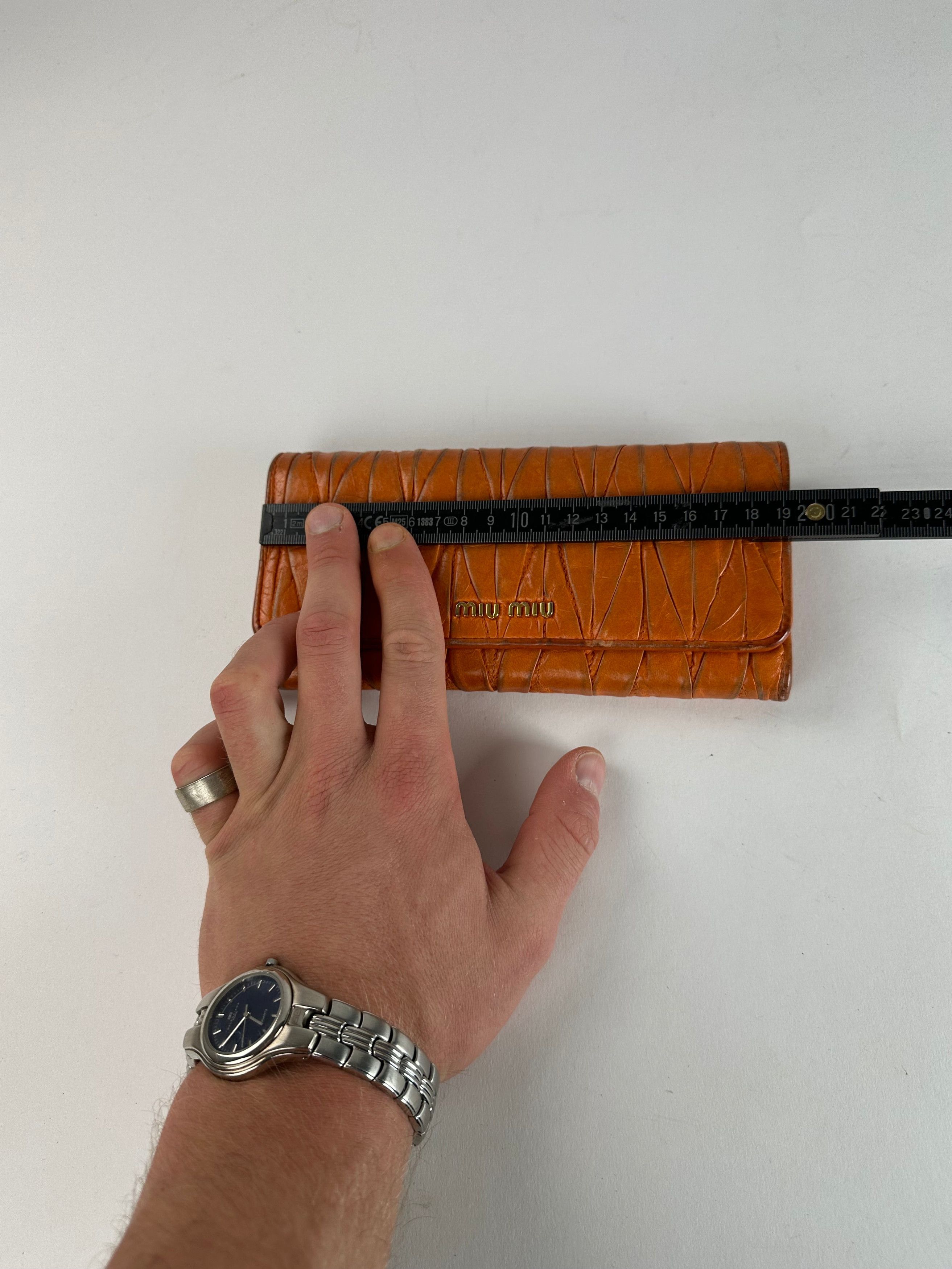 Miu Miu Vintage Metallasse Leather Wallet Long Orange Size ONE SIZE - 8 Thumbnail