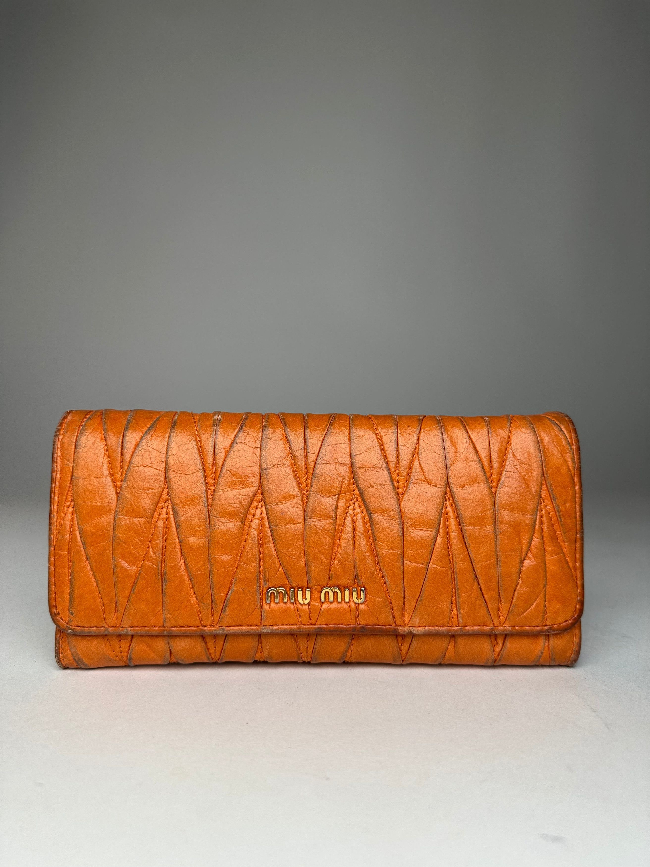 Miu Miu Vintage Metallasse Leather Wallet Long Orange Size ONE SIZE - 5 Thumbnail