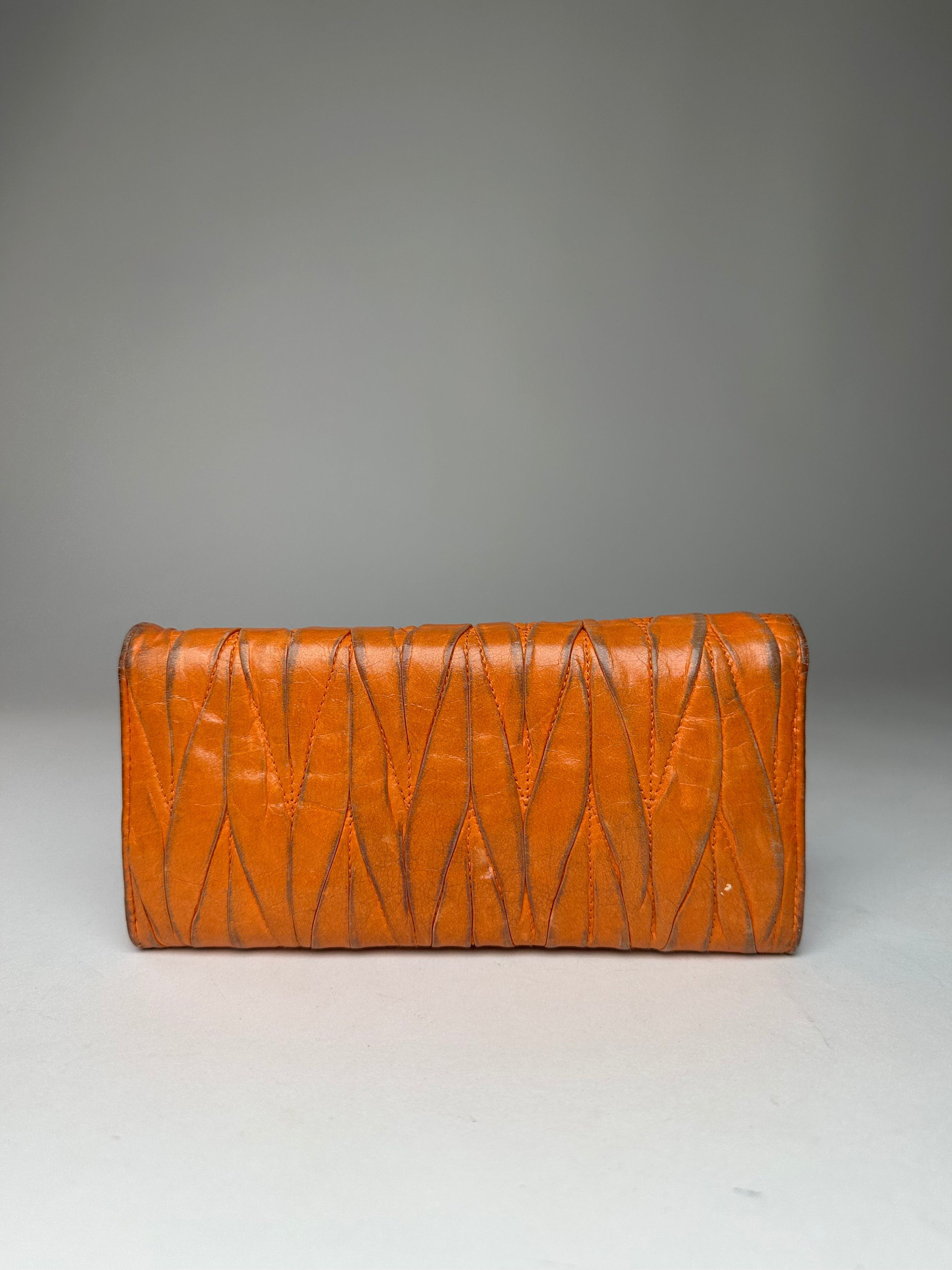 Miu Miu Vintage Metallasse Leather Wallet Long Orange Size ONE SIZE - 11 Thumbnail