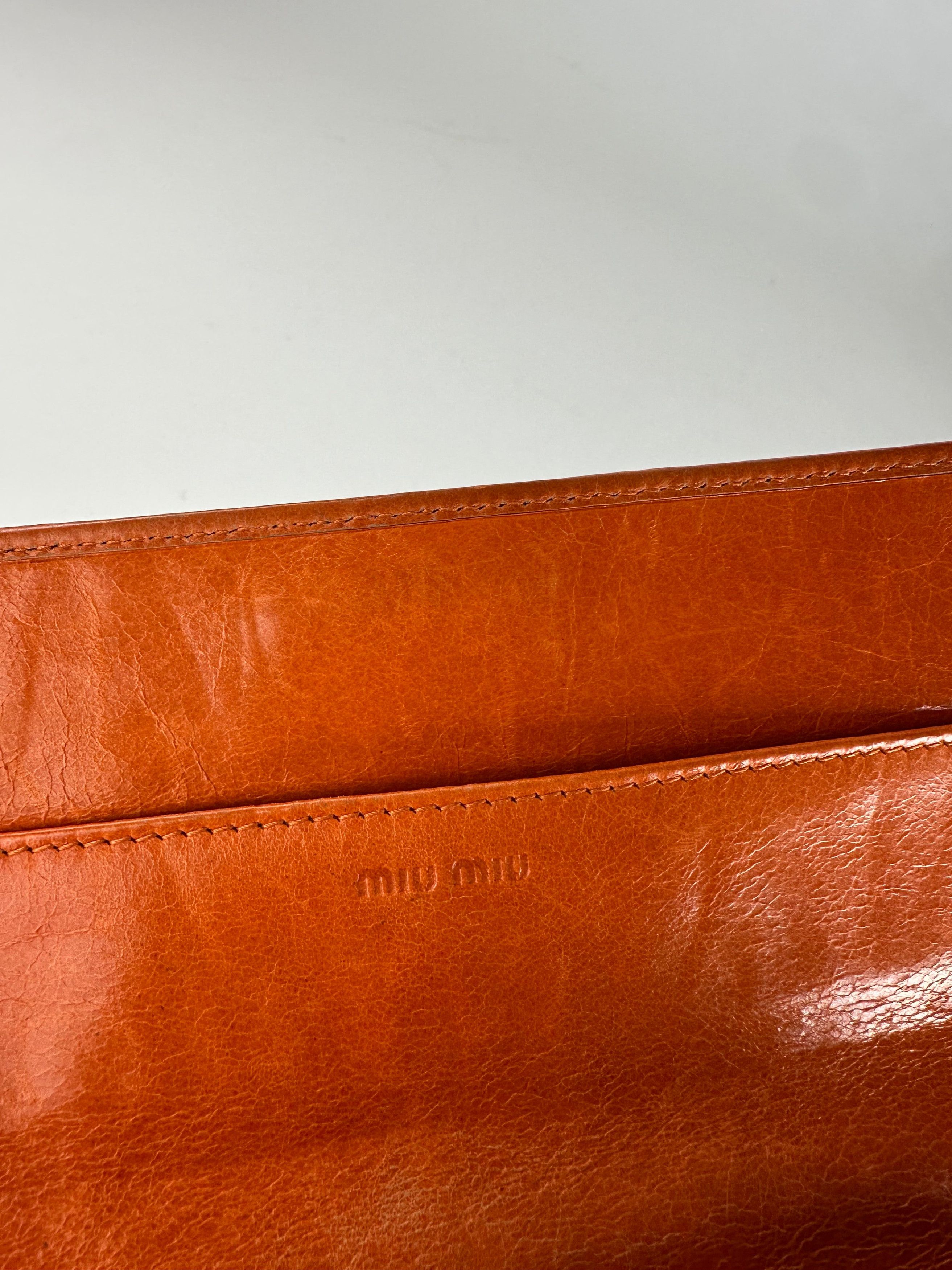 Miu Miu Vintage Metallasse Leather Wallet Long Orange Size ONE SIZE - 6 Thumbnail