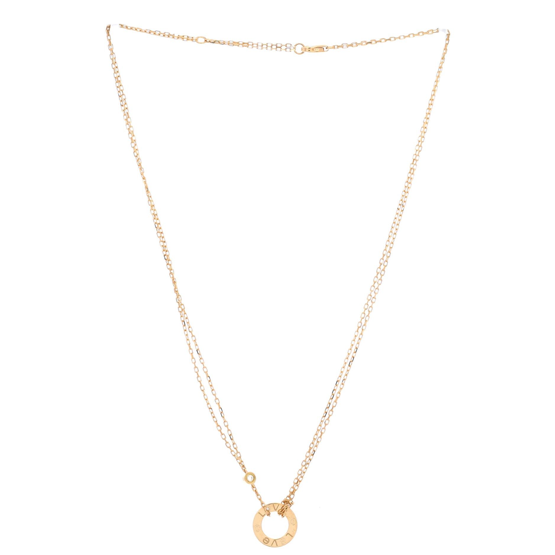 Cartier 2 Diamonds Love Pendant Necklace Size ONE SIZE - 2 Thumbnail