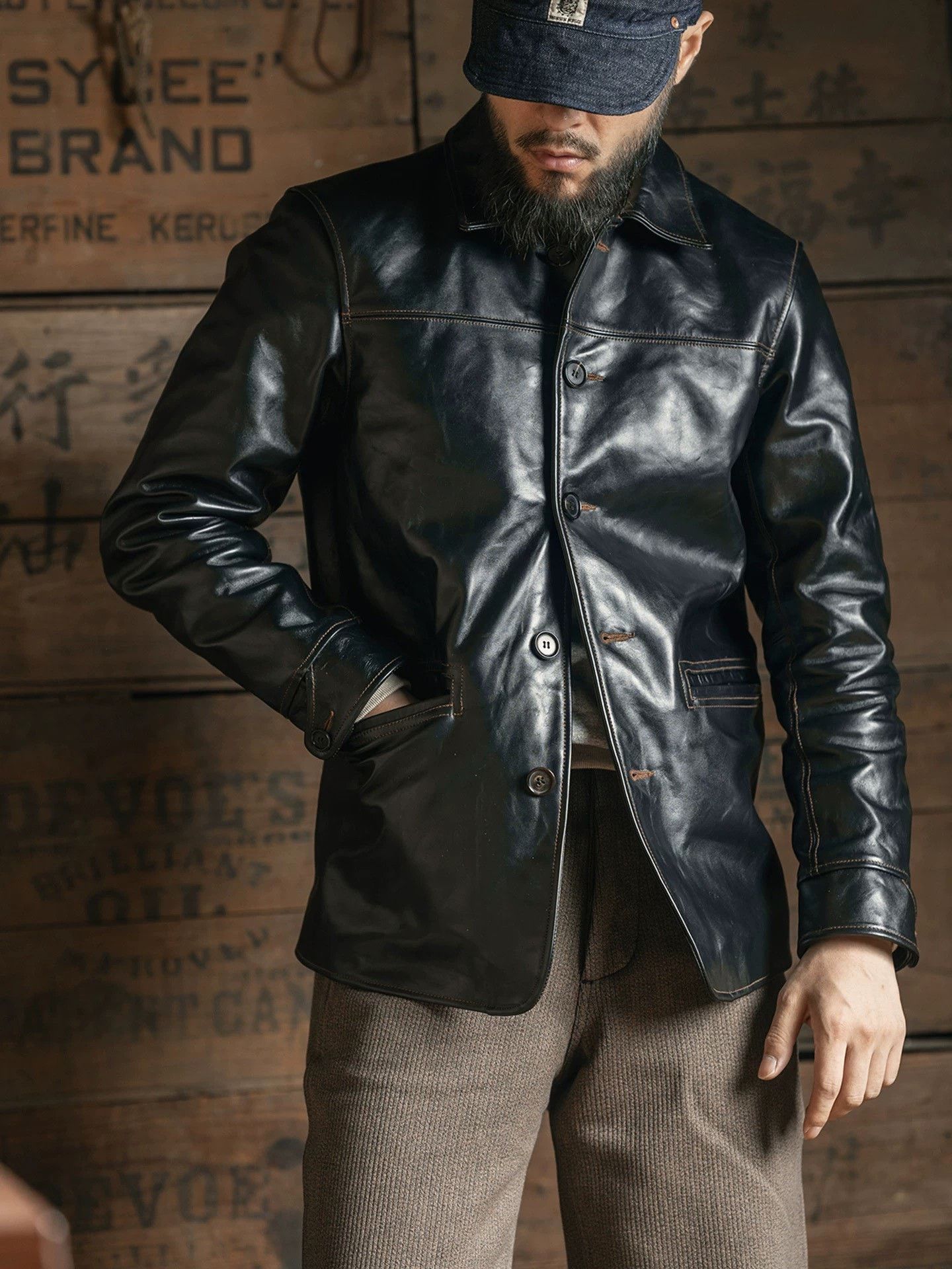 Bronson MFG. CO. BRONSON Lot-339 Horsehide Wool Jacket Size US XXS / EU 40 - 2 Thumbnail