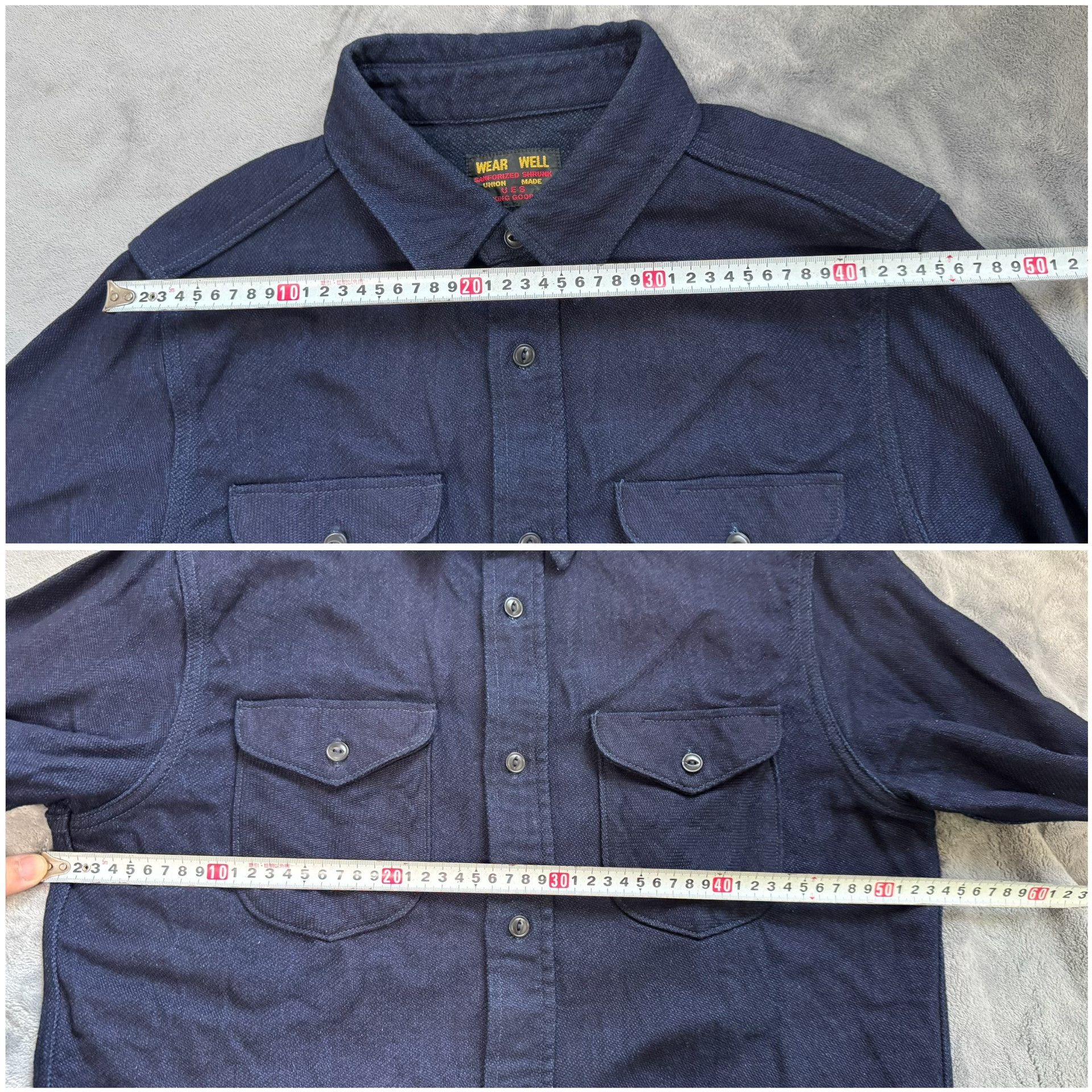 UES Japan UES 501655 Indigo Flannel Long Sleeve Shirt Size US L / EU 52-54 / 3 - 6 Thumbnail
