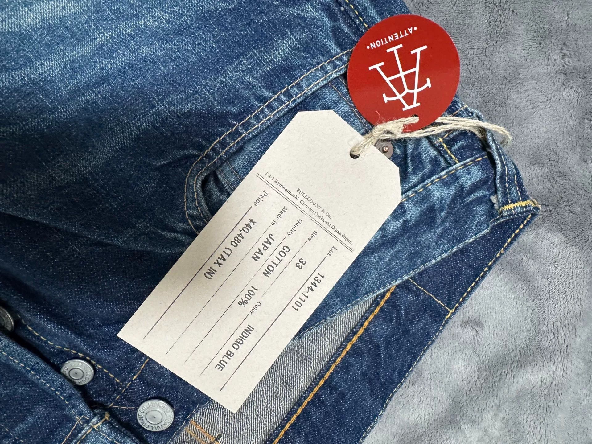 Full Count & Co. FullCount 1344 Indigo Denim Jeans Size US 33 - 4 Thumbnail