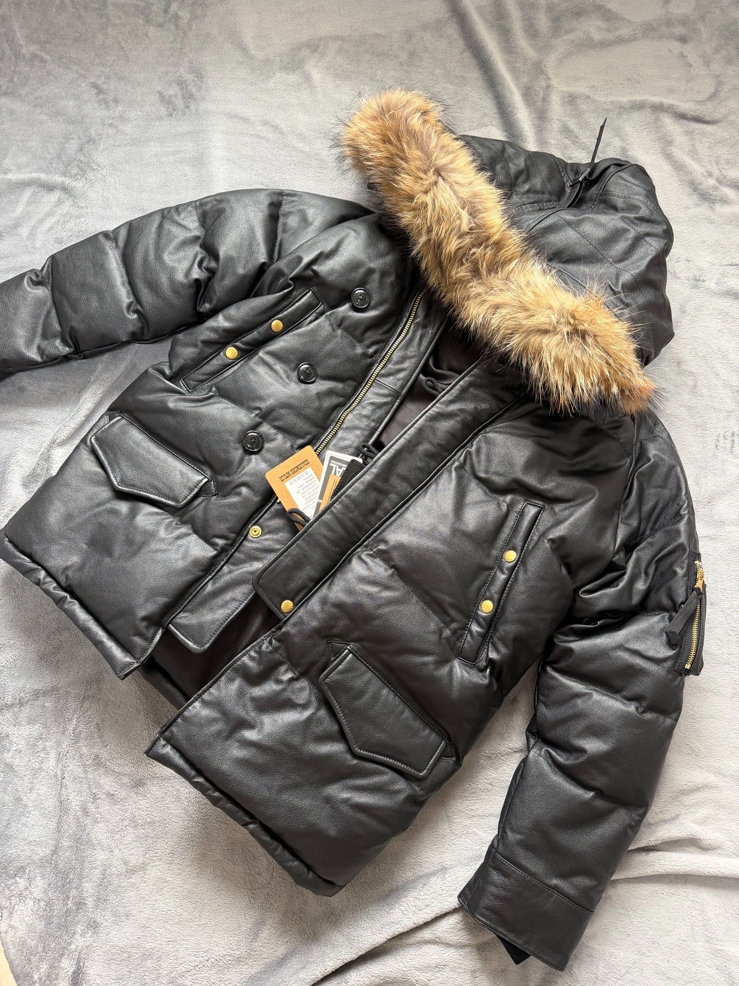 Simons REAL SIMONS Leather Down Jacket N3B Size US XL / EU 56 / 4 - 6 Thumbnail