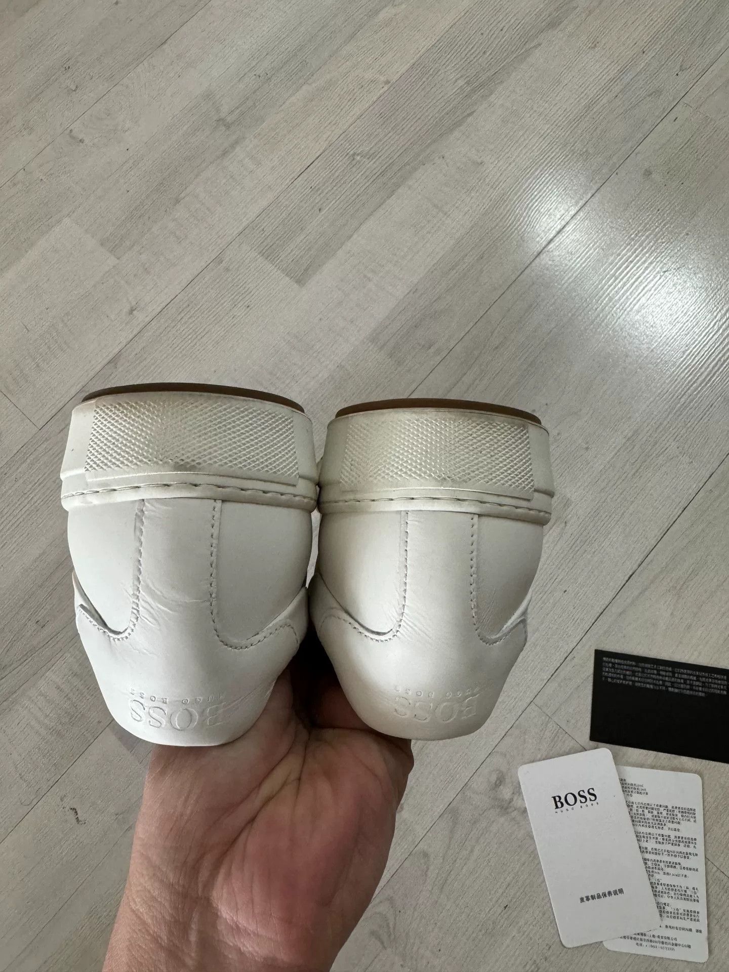 Hugo Boss HUGO BOSS White Leather Sneakers Size US 8 / EU 41 - 4 Thumbnail