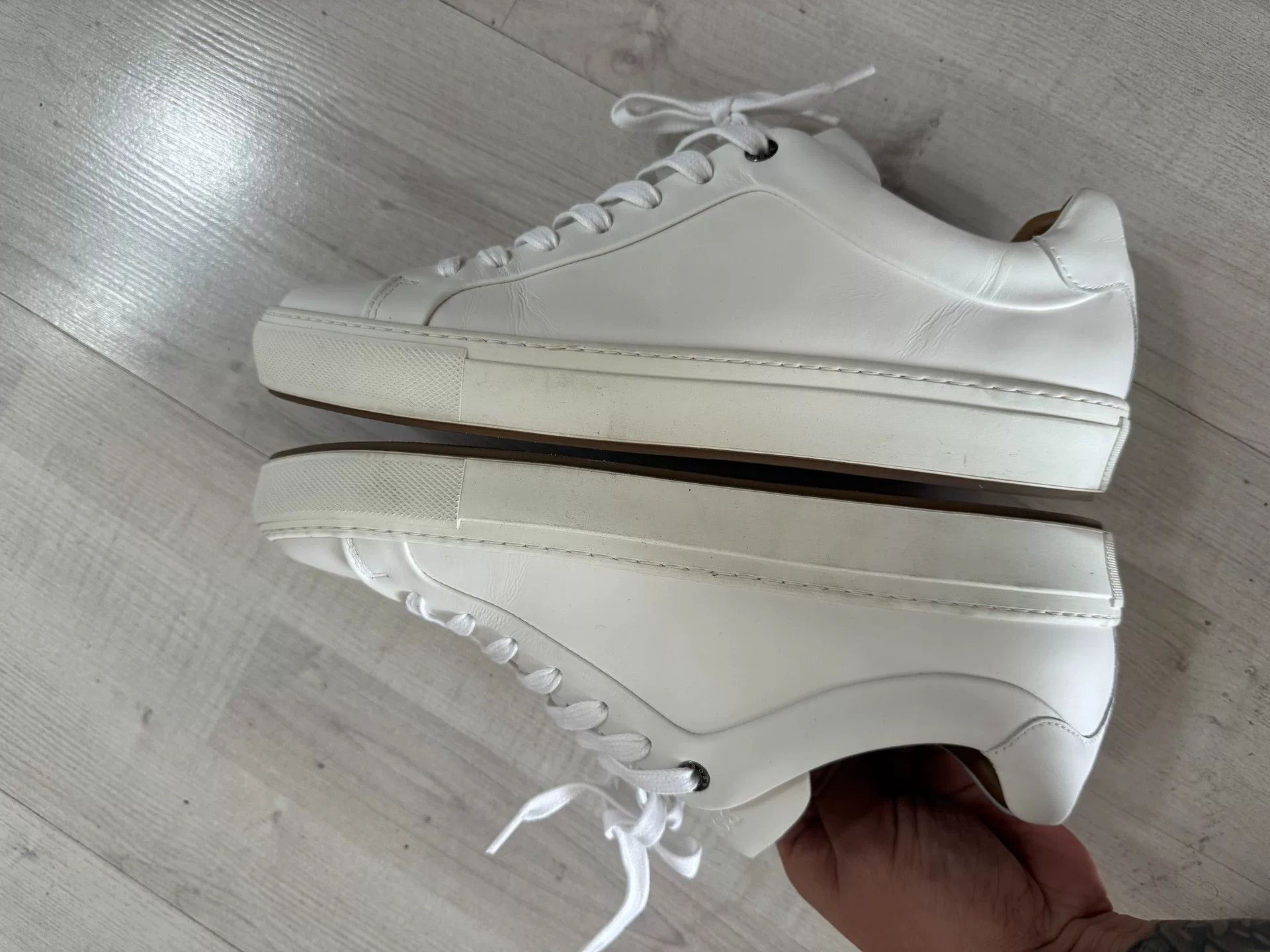 Hugo Boss HUGO BOSS White Leather Sneakers Size US 8 / EU 41 - 6 Thumbnail