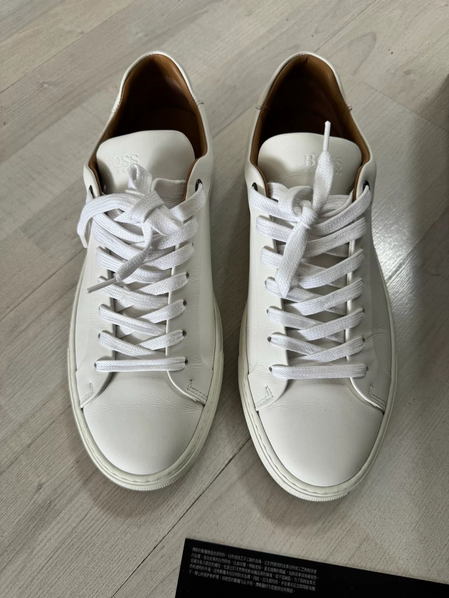 Hugo Boss HUGO BOSS White Leather Sneakers Size US 8 / EU 41 - 2 Thumbnail