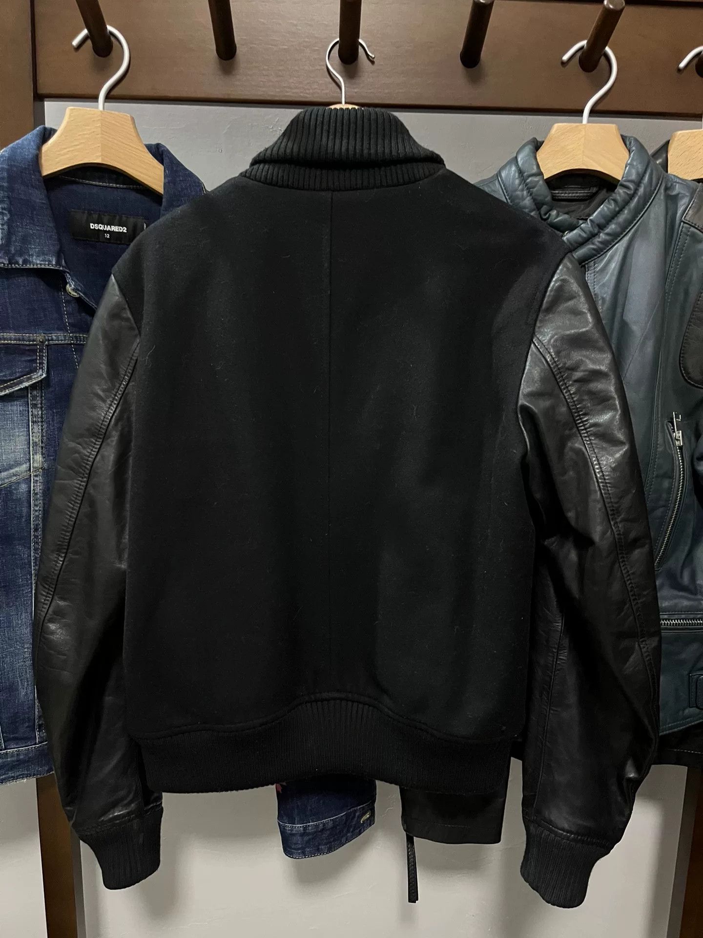 Dsquared2 DSQUARED2 Men's Wool Leather Sleeve Jacket Size US M / EU 48-50 / 2 - 2 Thumbnail
