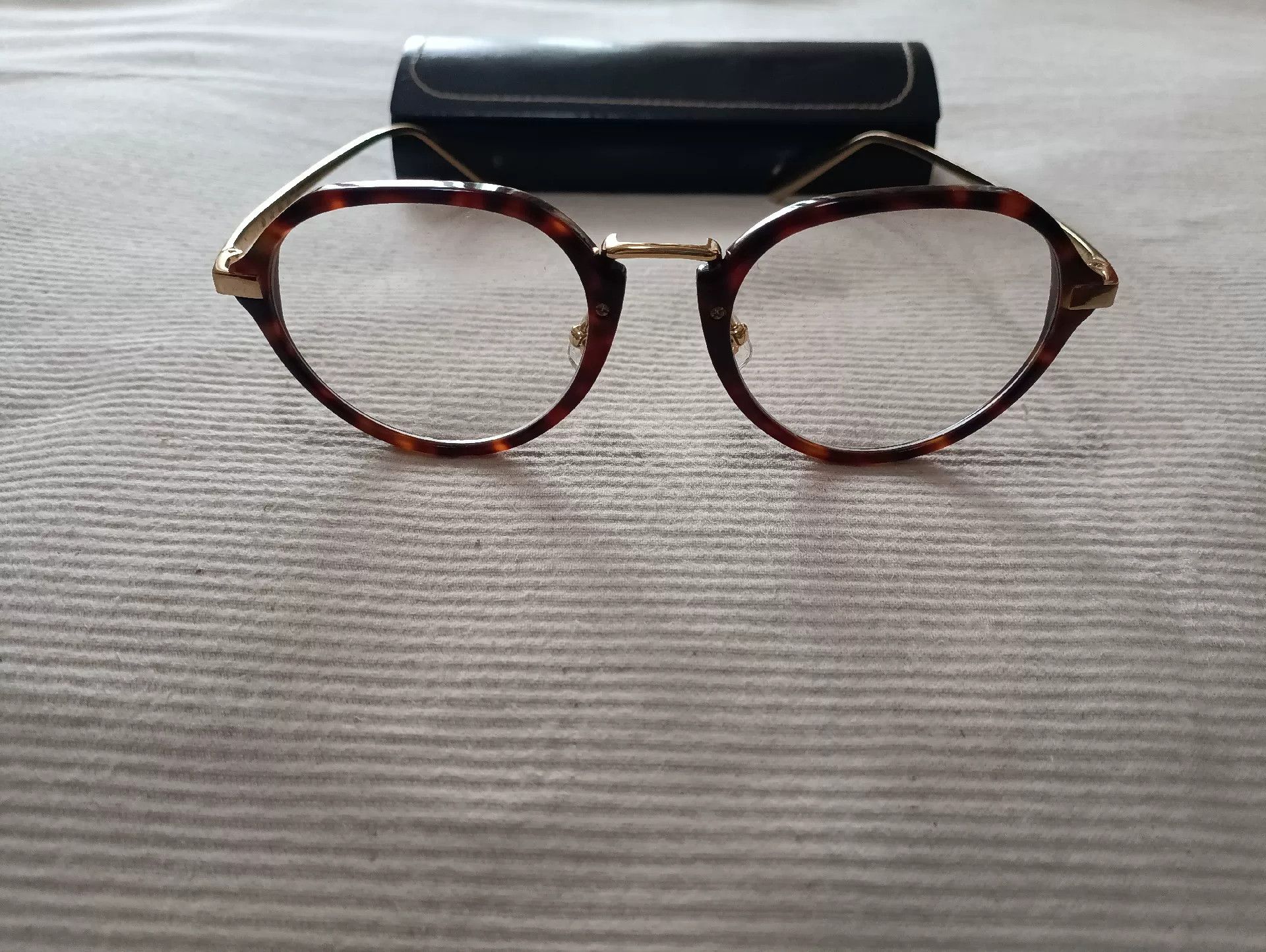 Hakusan Megane Baishan Amber Gold Titanium Glasses Size ONE SIZE - 8 Thumbnail