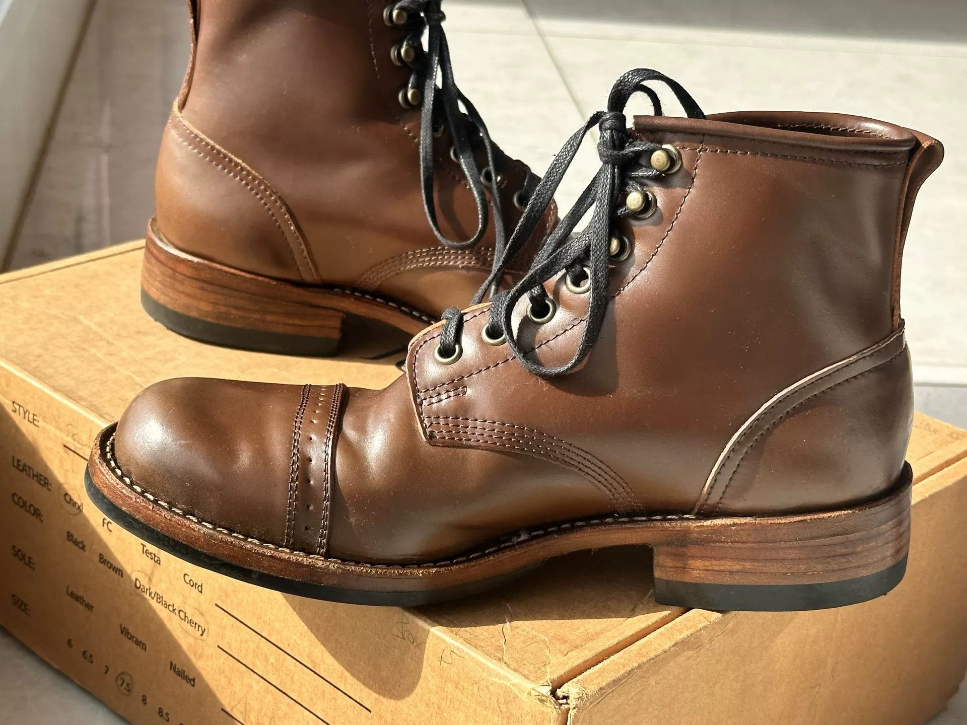 Viberg Julian Bowery Cigar Shell Cordovan Paratrooper Boots Size US 7.5 / EU 40-41 - 4 Thumbnail