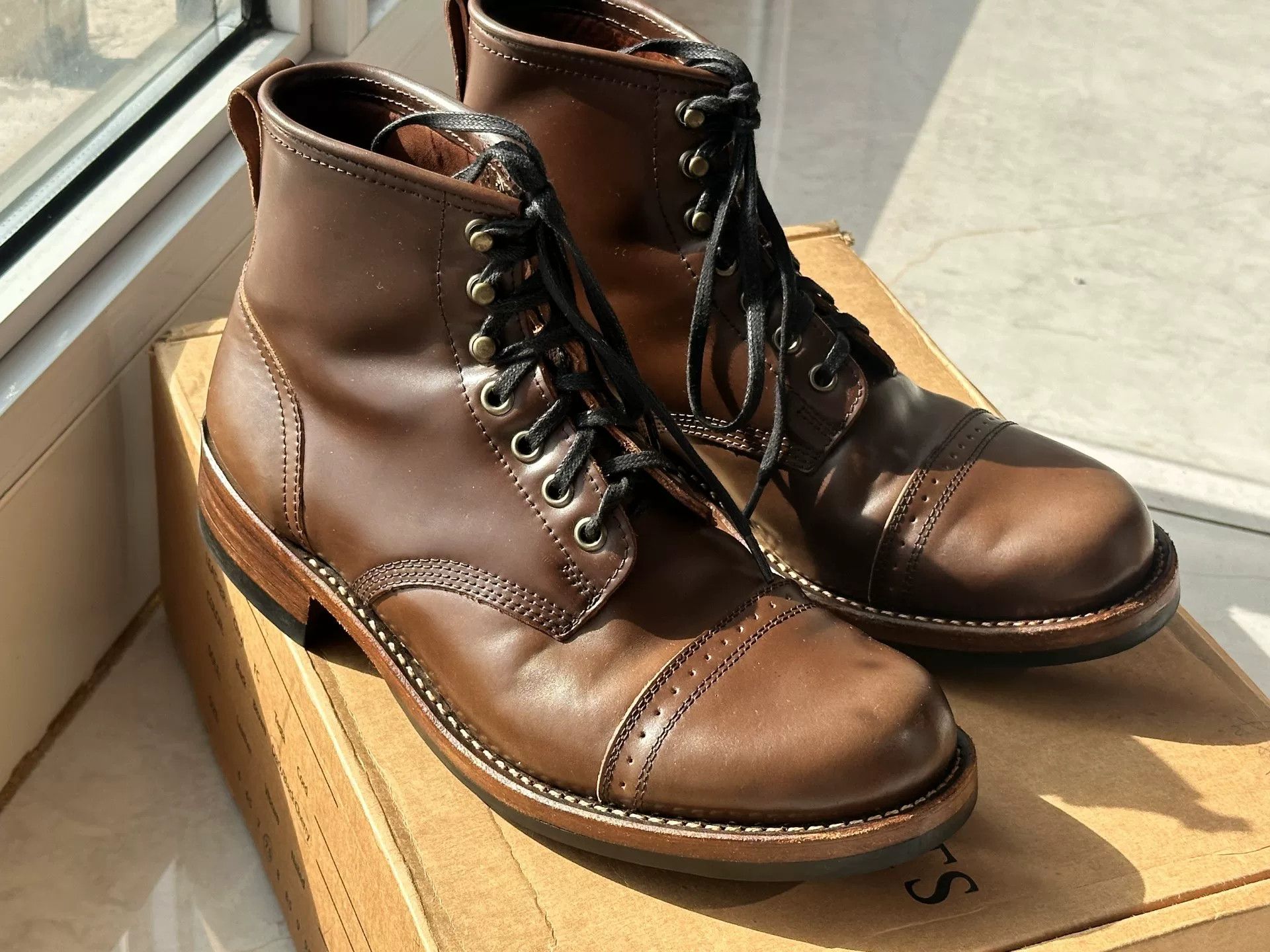 Viberg Julian Bowery Cigar Shell Cordovan Paratrooper Boots Size US 7.5 / EU 40-41 - 2 Thumbnail