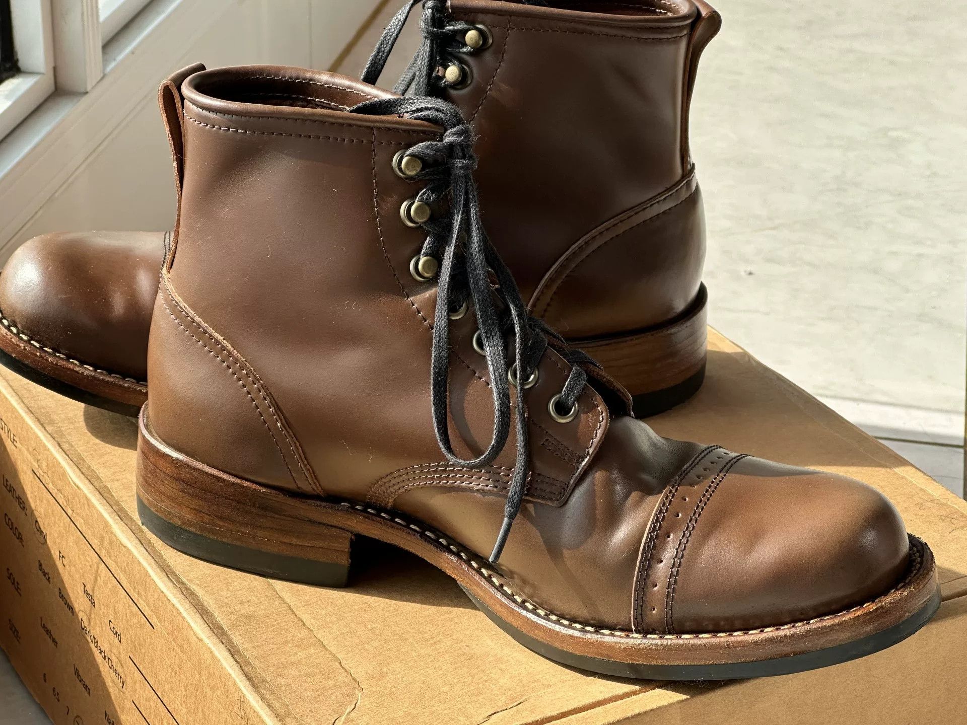 Viberg Julian Bowery Cigar Shell Cordovan Paratrooper Boots Size US 7.5 / EU 40-41 - 6 Thumbnail